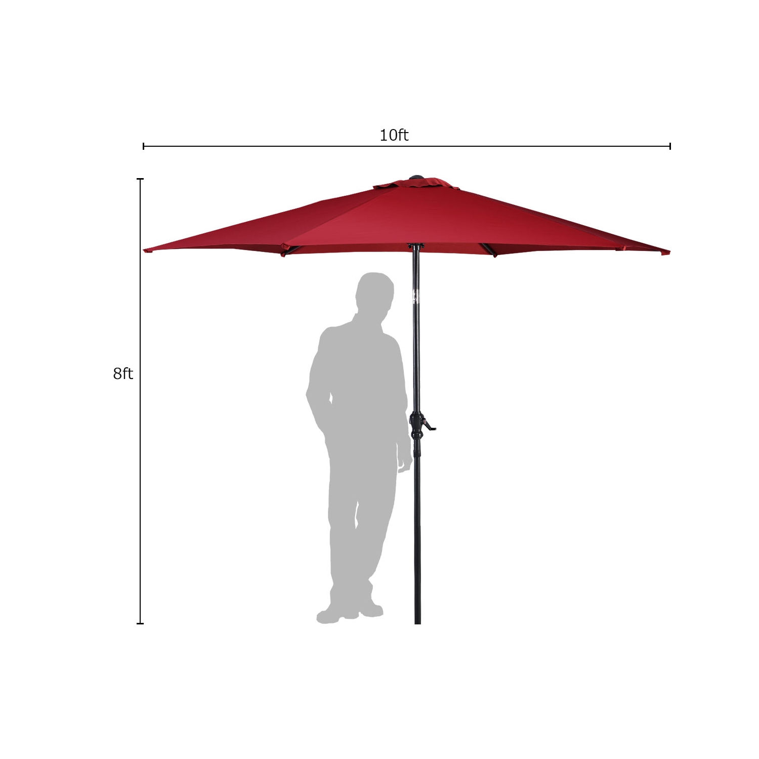Costway 10 FT Patio Umbrella Patio Market Steel Tilt W/ Crank Outdoor Yard Garden