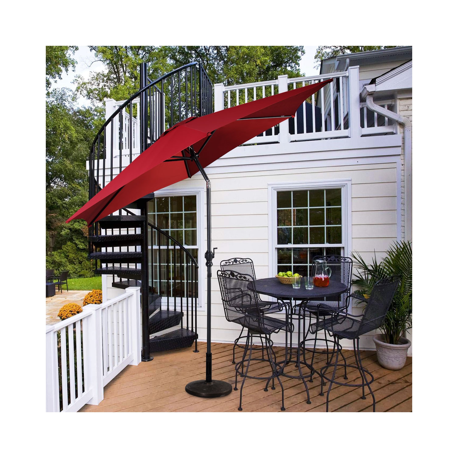 Costway 10 FT Patio Umbrella Patio Market Steel Tilt W/ Crank Outdoor Yard Garden