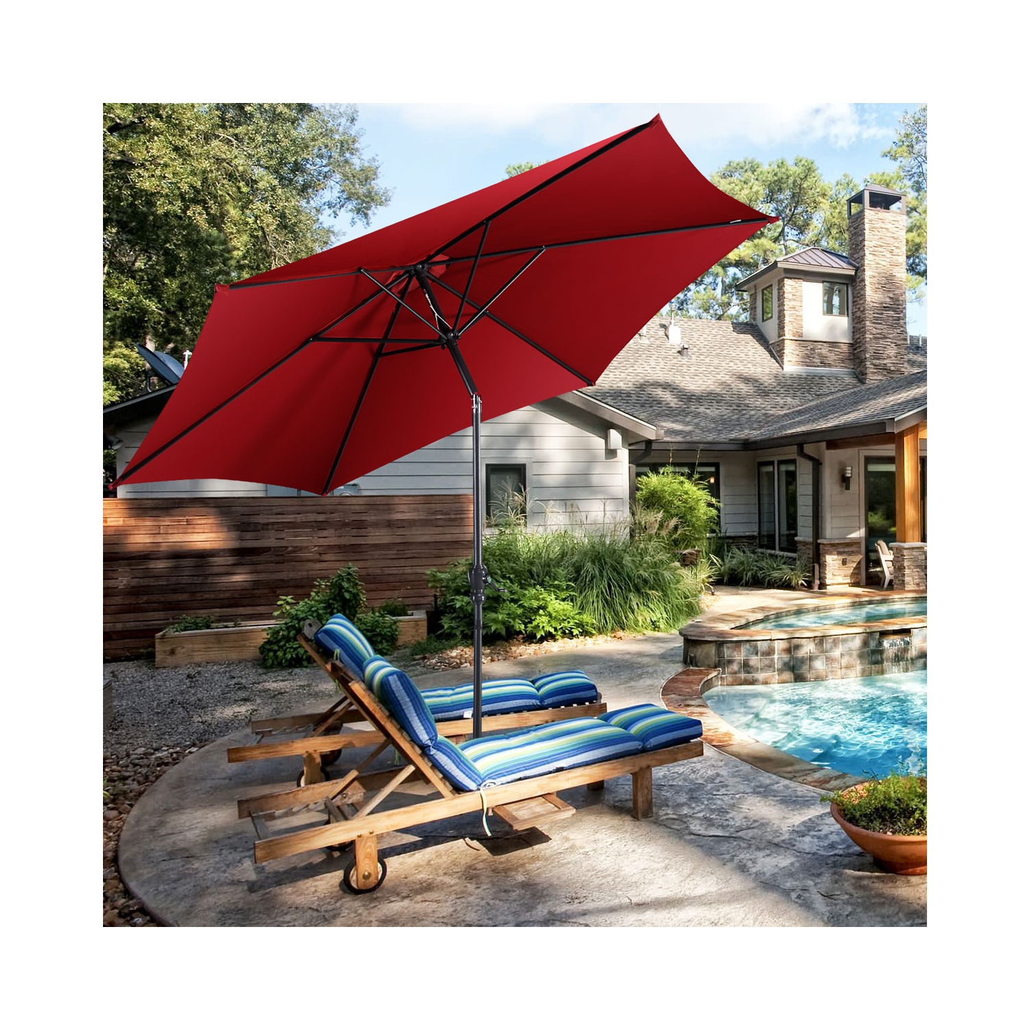 Costway 10 FT Patio Umbrella Patio Market Steel Tilt W/ Crank Outdoor Yard Garden