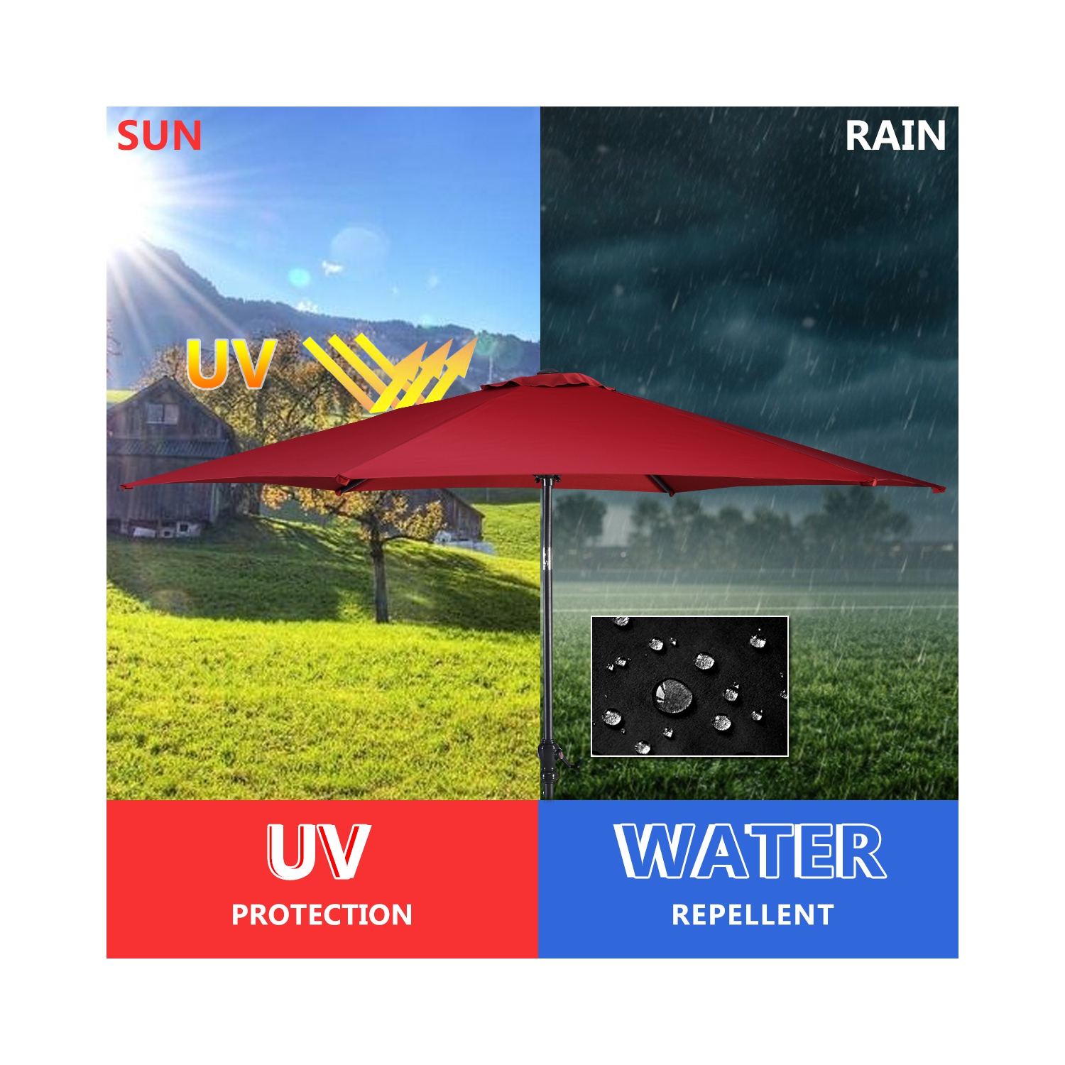 Costway 10 FT Patio Umbrella Patio Market Steel Tilt W/ Crank Outdoor Yard Garden