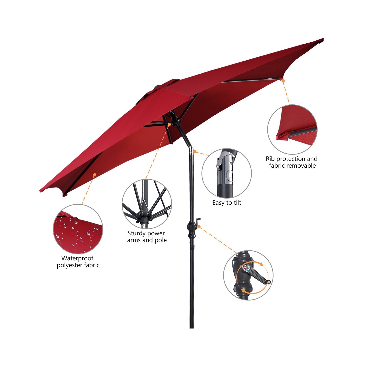 Costway 10 FT Patio Umbrella Patio Market Steel Tilt W/ Crank Outdoor Yard Garden