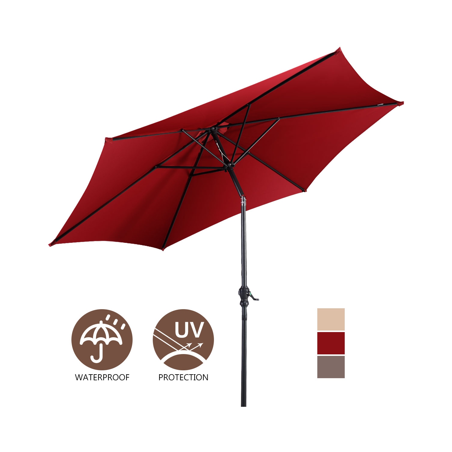 Costway 10 FT Patio Umbrella Patio Market Steel Tilt W/ Crank Outdoor Yard Garden