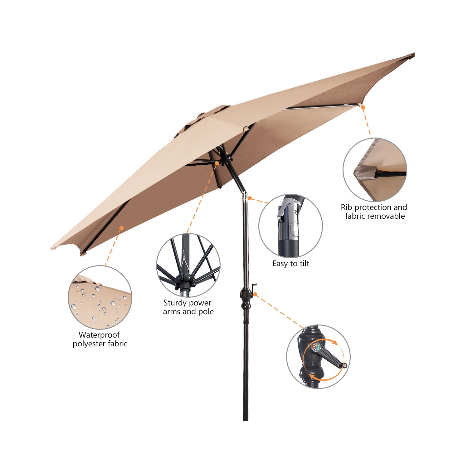 Parasol inclinable 274cm Costway