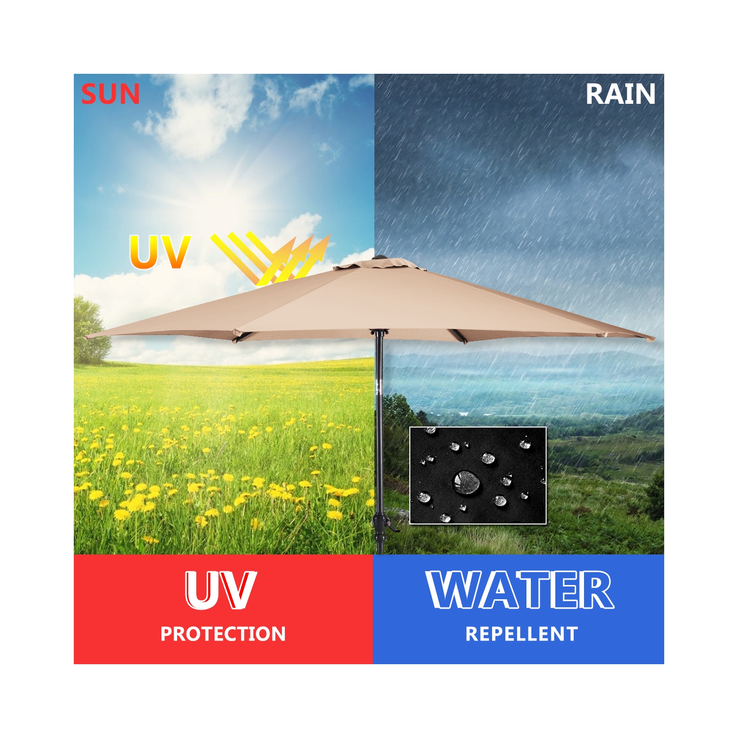 Parasol inclinable 274cm Costway