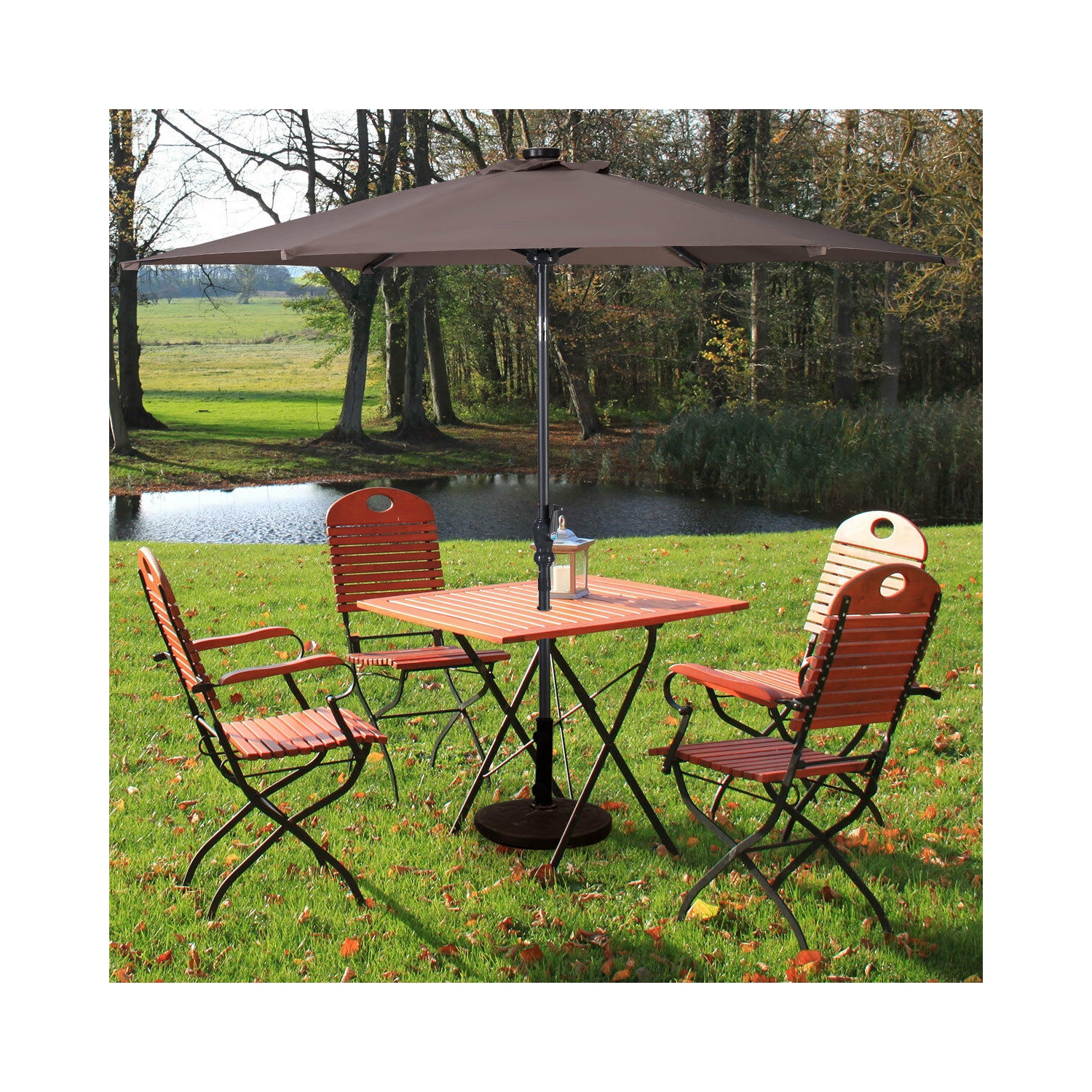 Costway 9ft Patio Solar Umbrella Led Patio Market Steel Tilt W Crank Outdoor Beige Burgundy Tan Best Buy Canada