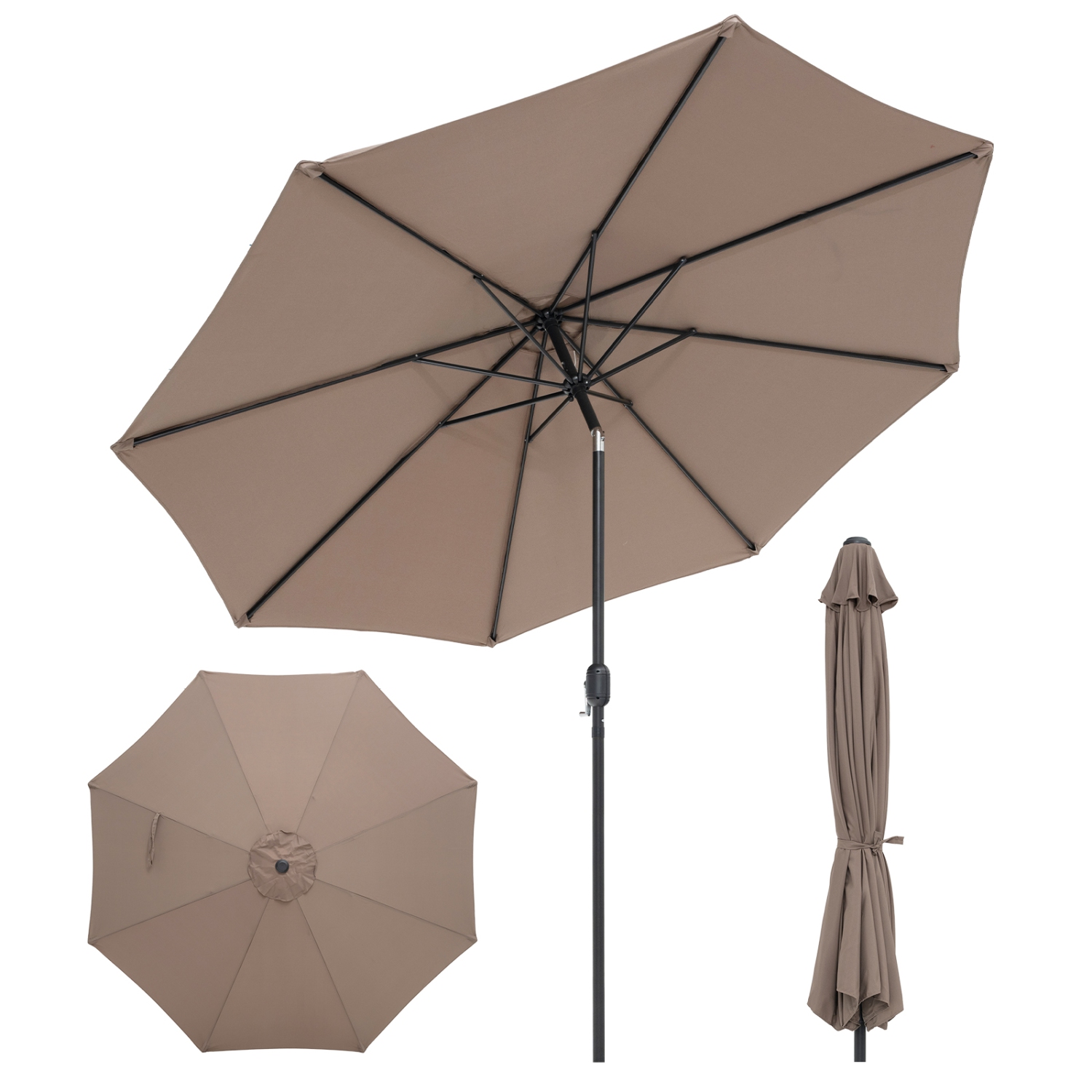 Costway 10 FT Patio Umbrella Patio Market Steel Tilt W/ Crank Outdoor Yard Garden