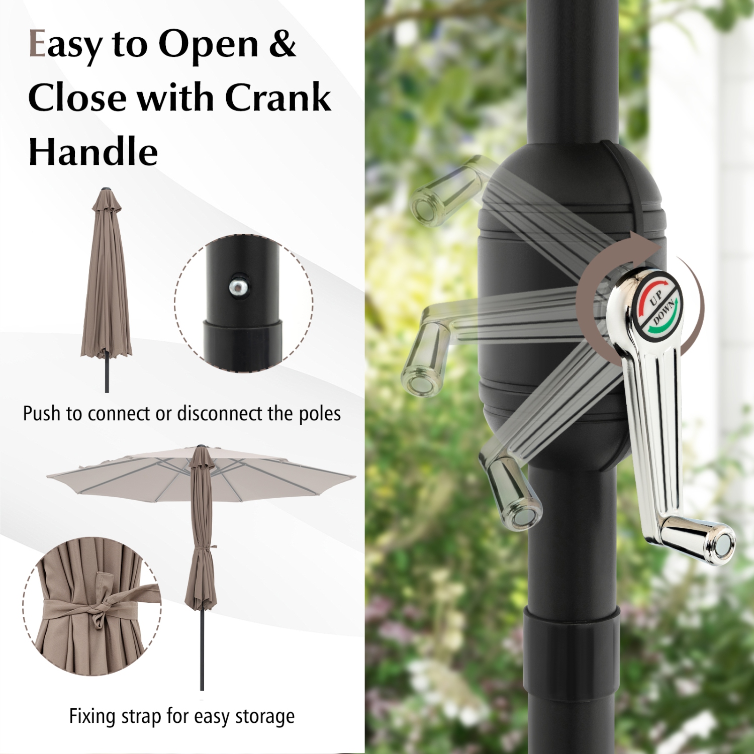 Costway 10 FT Patio Umbrella Patio Market Steel Tilt W/ Crank Outdoor Yard Garden