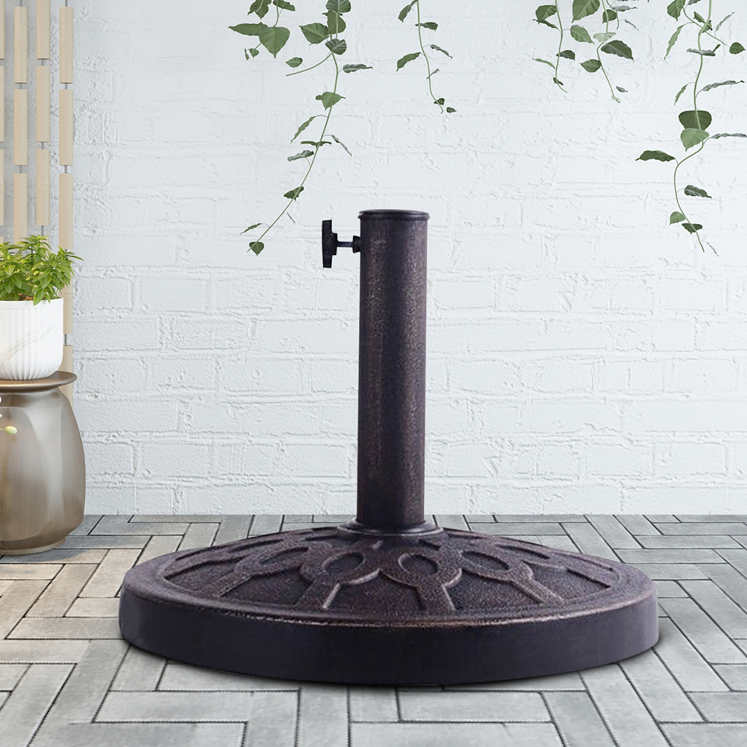 Costway 17.5'' Round Umbrella Base Stand Market Patio Standing Outdoor Garden Heavy Duty