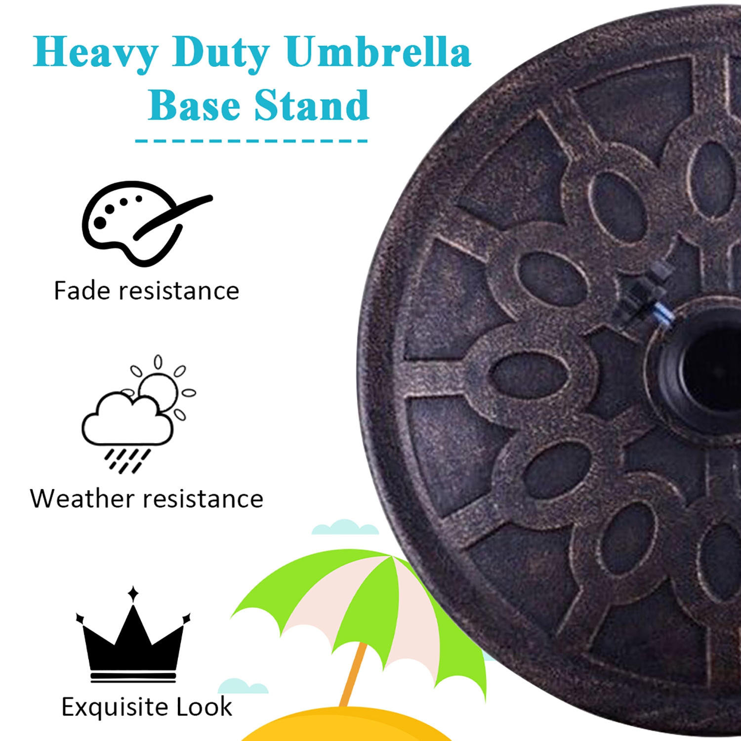 Costway 17.5'' Round Umbrella Base Stand Market Patio Standing Outdoor Garden Heavy Duty