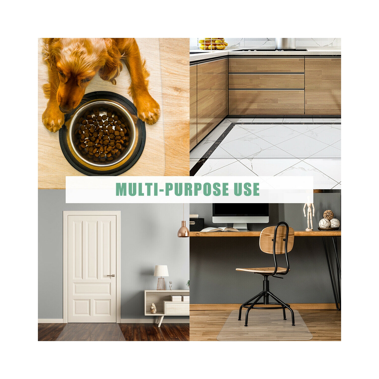 COSTWAY Tapis Protège Sol Transparent et Antidérapant en PVC pour les Chaises à Roulettes Rectangulaire 150x120cm