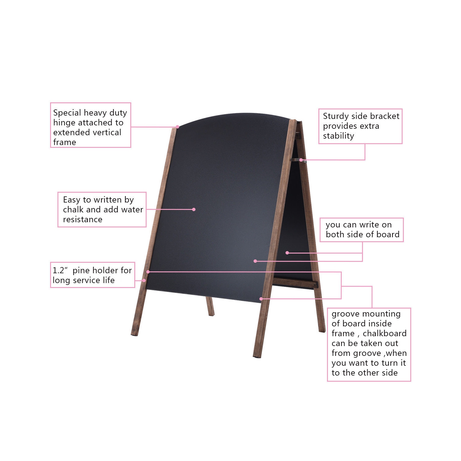 Costway 40'' Wood A-Frame Chalkboard Sign Menu Board Sidewalk Wedding Signage