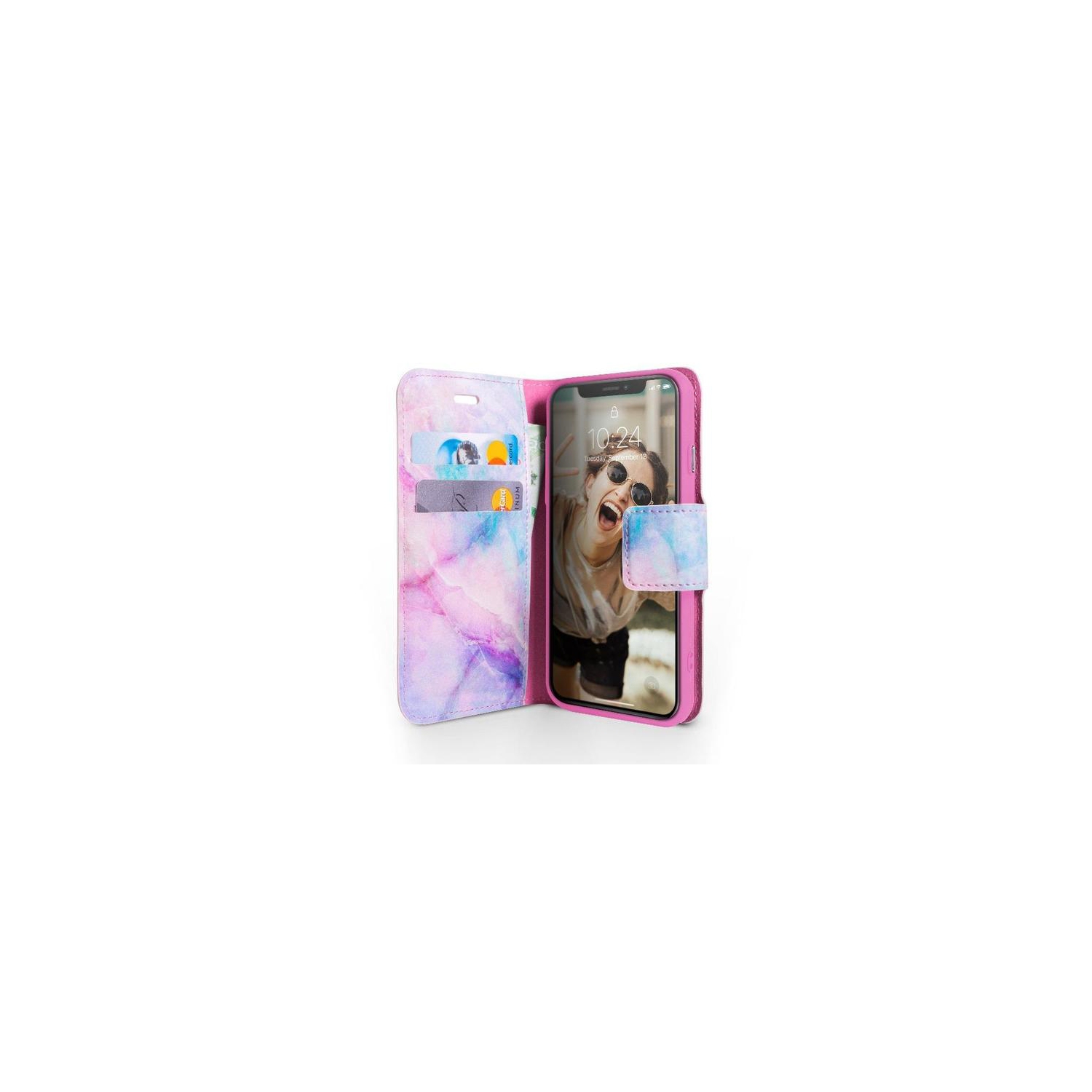 iPhone X / XS - Marble Wallet Folio Case, Unicorn
