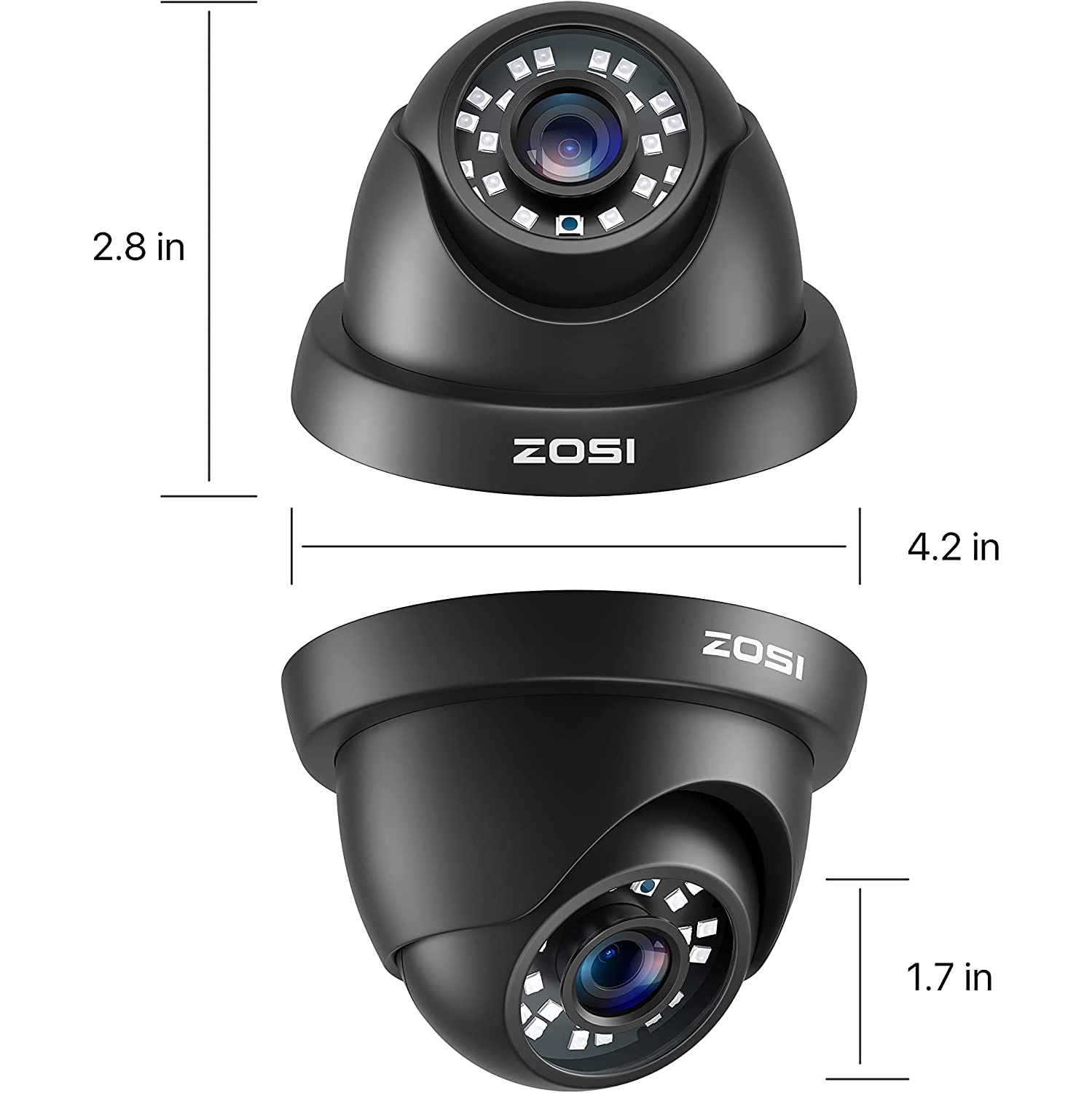 ZOSI Add-On Wired 1080P 2MP Hybrid 4-in-1 Analog Outdoor Surveillance Camera for HD-TVI/AHD/CVI/CVBS DVR Security System, IP66, 80ft Night Vision -