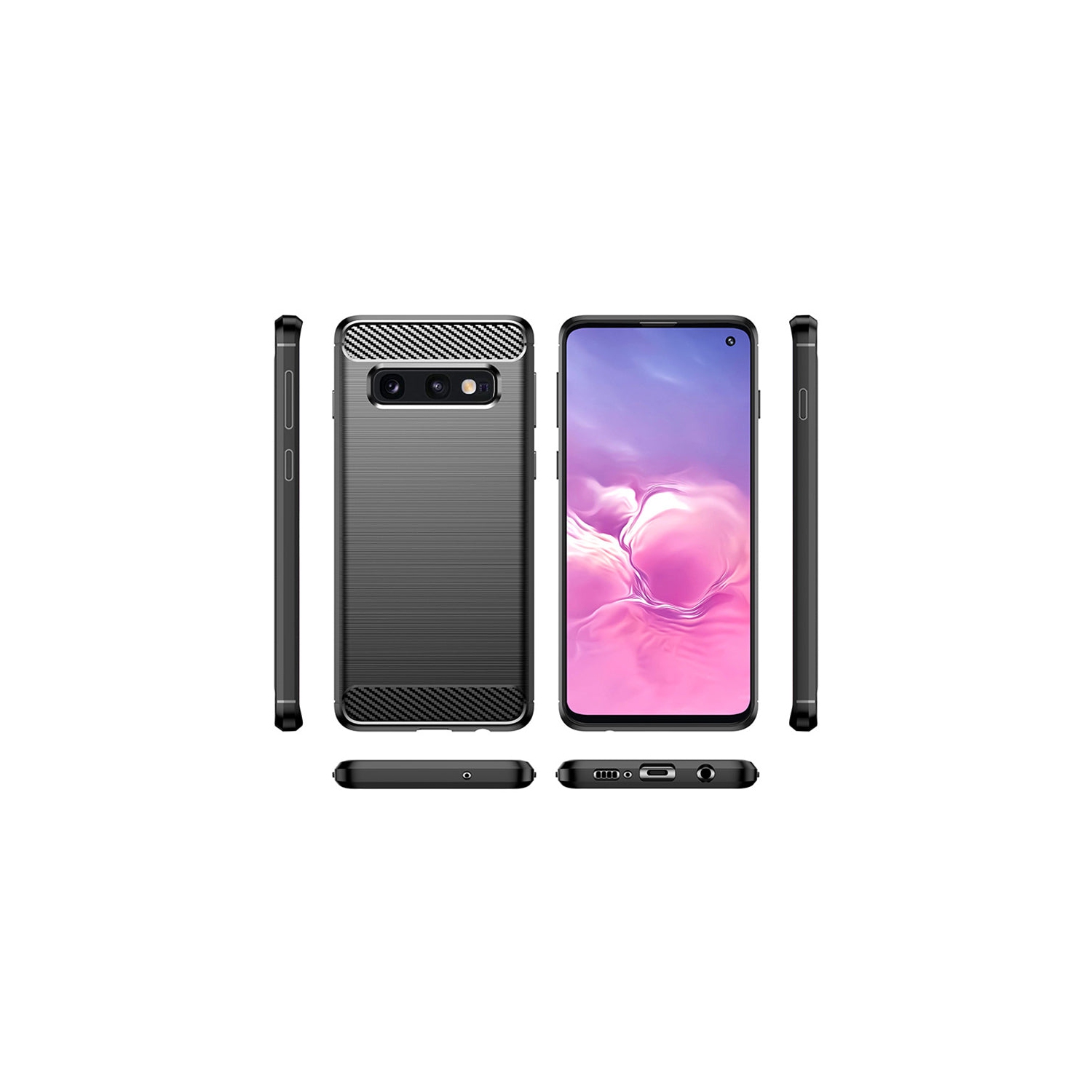 PANDACO Navy Brushed Metal Case for Samsung Galaxy S10e