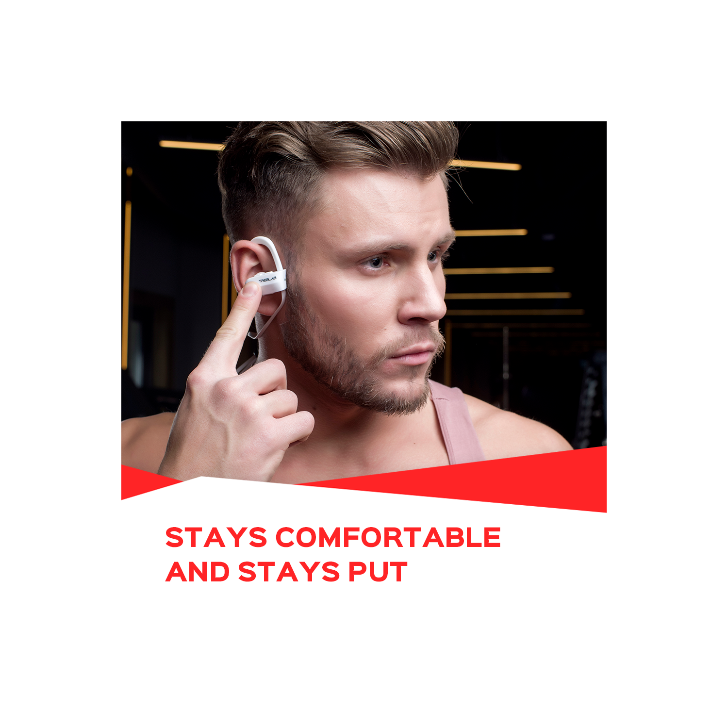 TREBLAB XR500 Bluetooth Headphones, Best Wireless Earbuds for Sports, Running or Gym Workout. IPX7 Waterproof, Sweatproof, Secure-Fit Headset. Noise