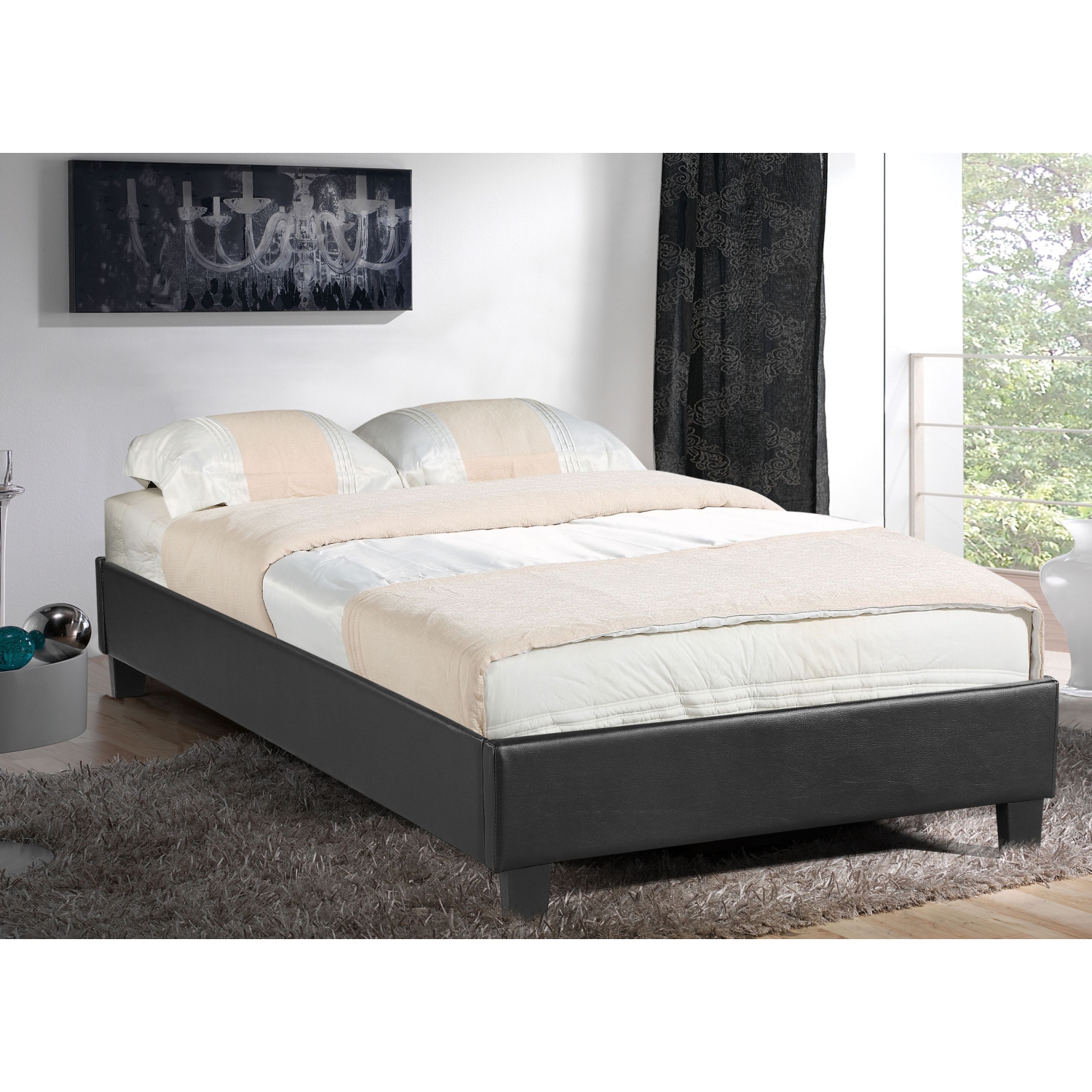 Husky® Paragon Upholstered Platform Bed – Twin - Black