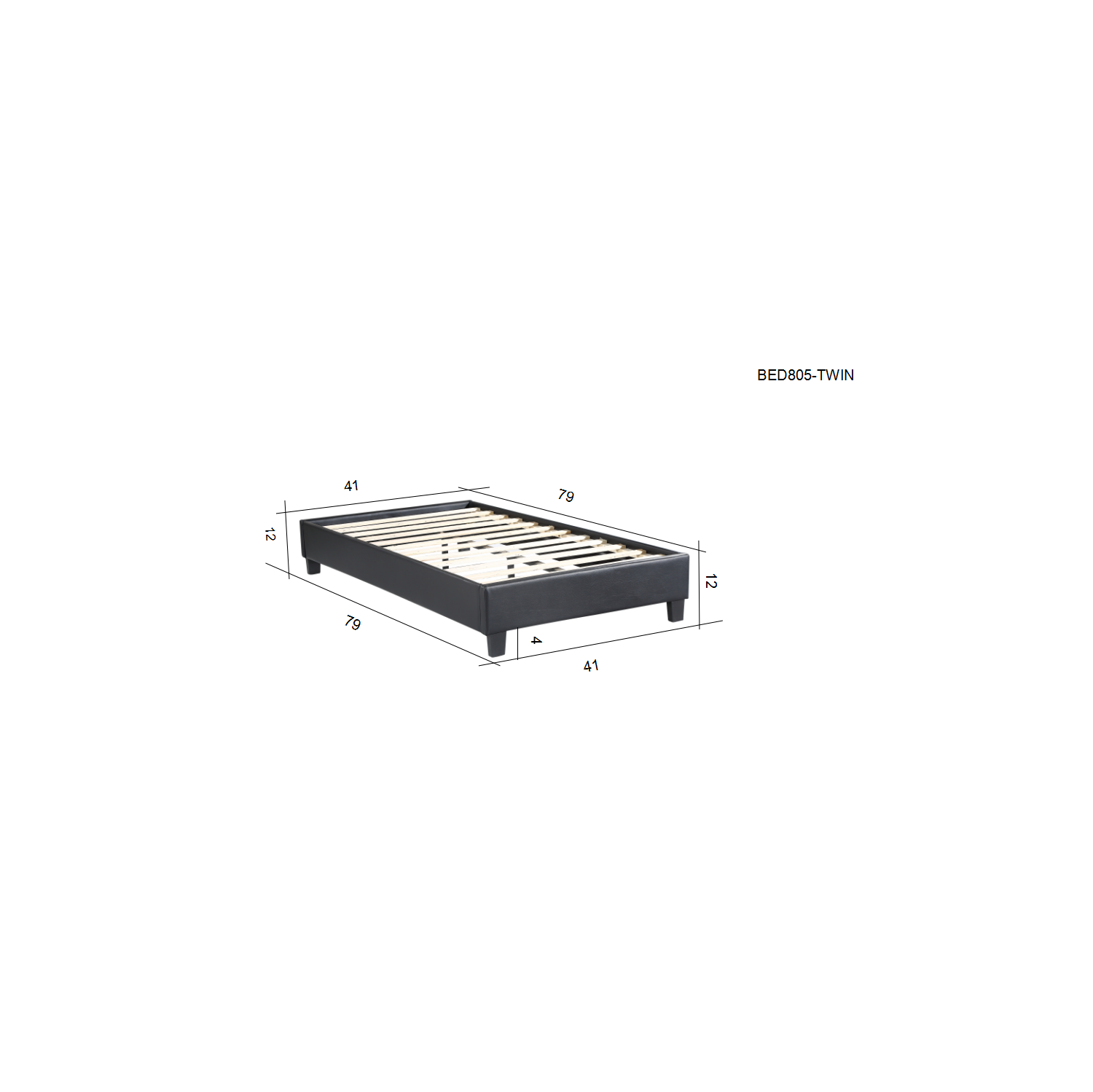 Husky® Paragon Upholstered Platform Bed – Twin - Black