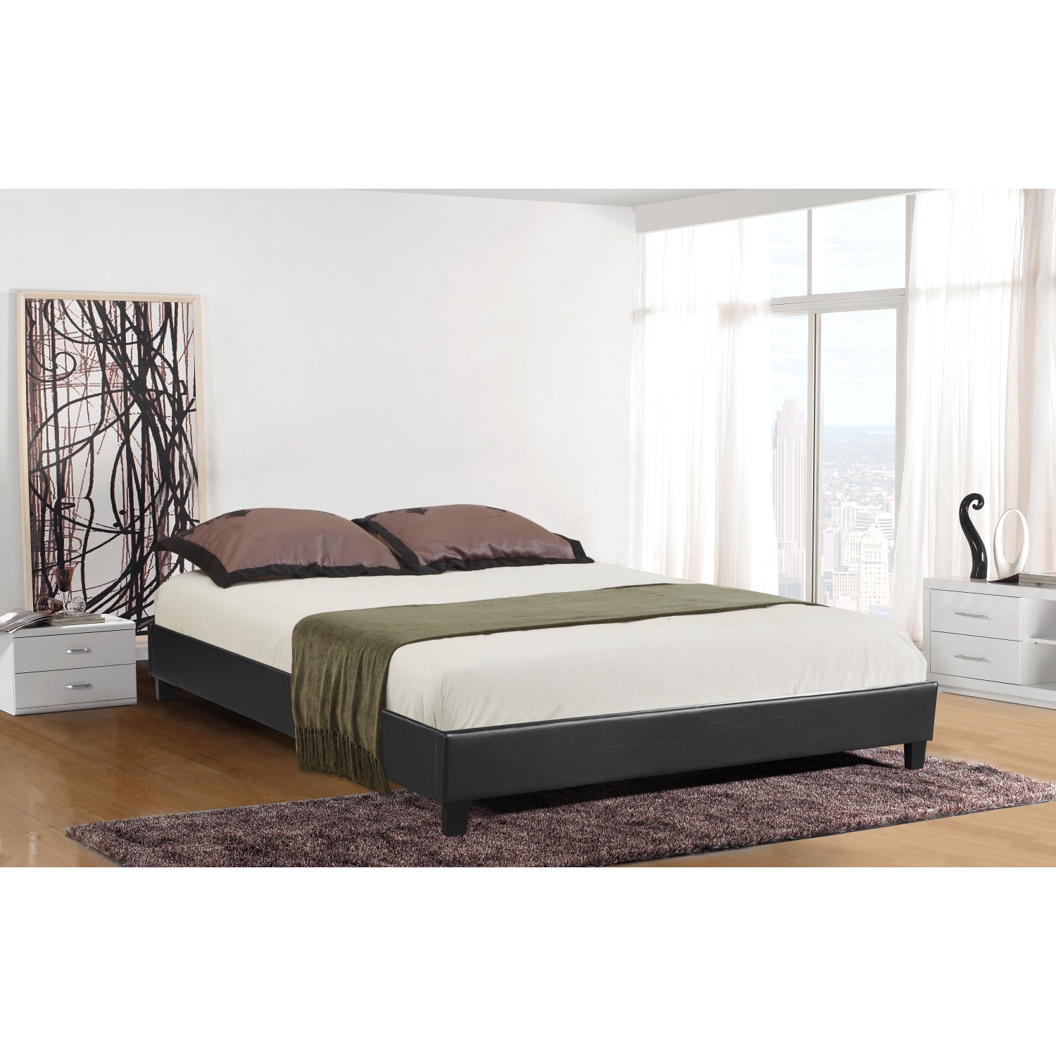 Husky® Paragon Upholstered Platform Bed – Double - Black