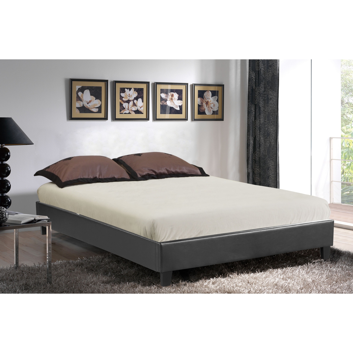 Husky® Lit de plate-forme rembourré Paragon - King - Noir