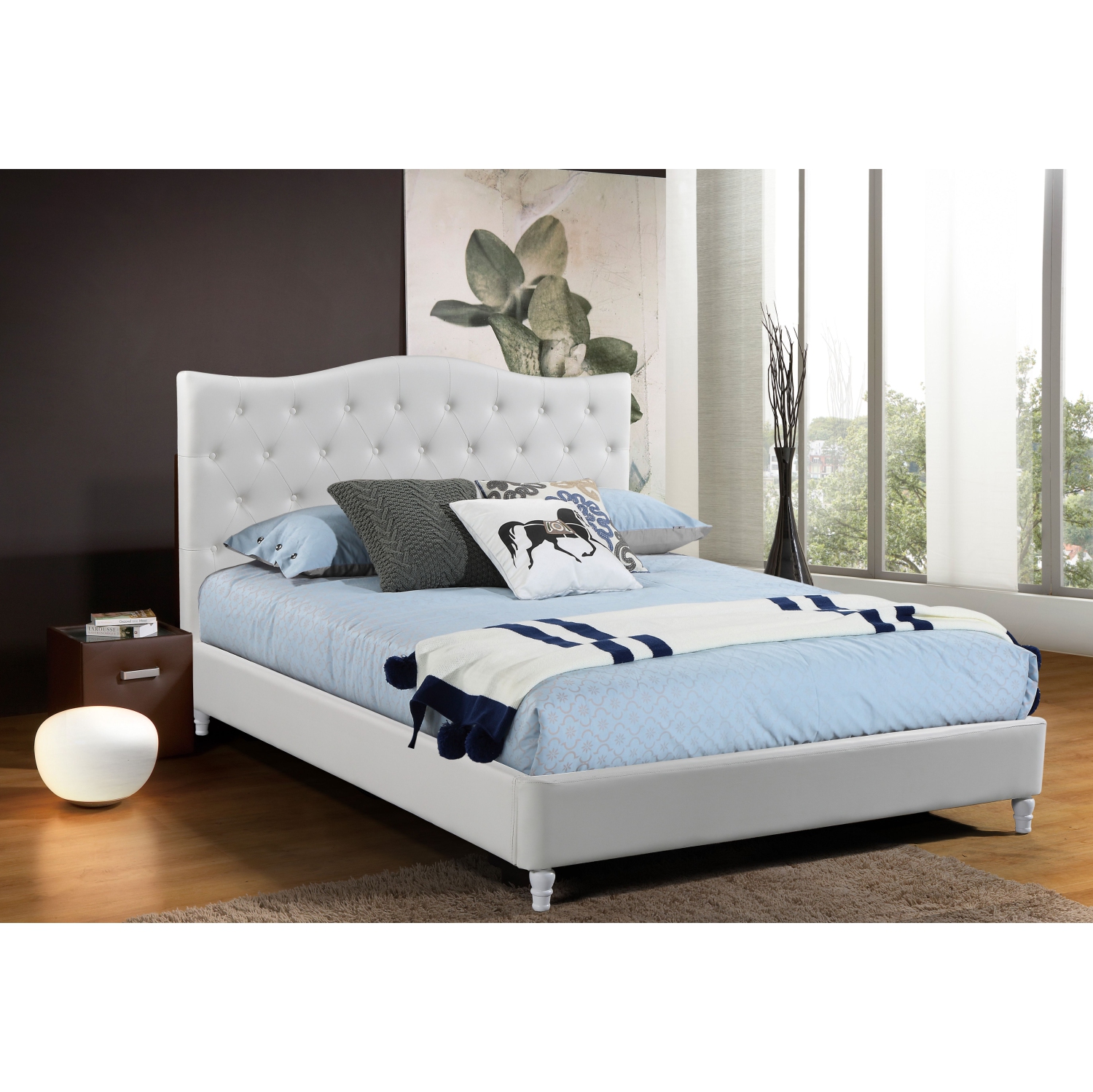 Husky® Lit de plate-forme rembourré Lily - Queen - Noir