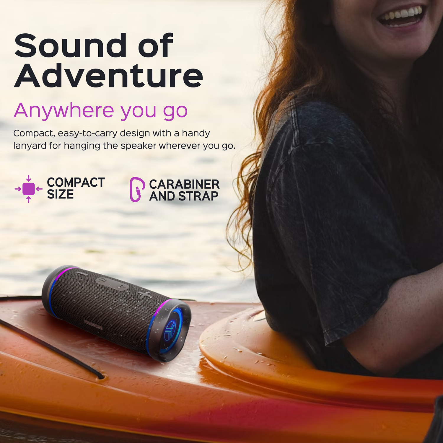 TREBLAB HD77 Bluetooth Speaker - Powerful 360° Sound with Impactful Bass, 30W Portable Wireless Audio, 20H Battery, IPX7 Waterproof, TWS Stereo