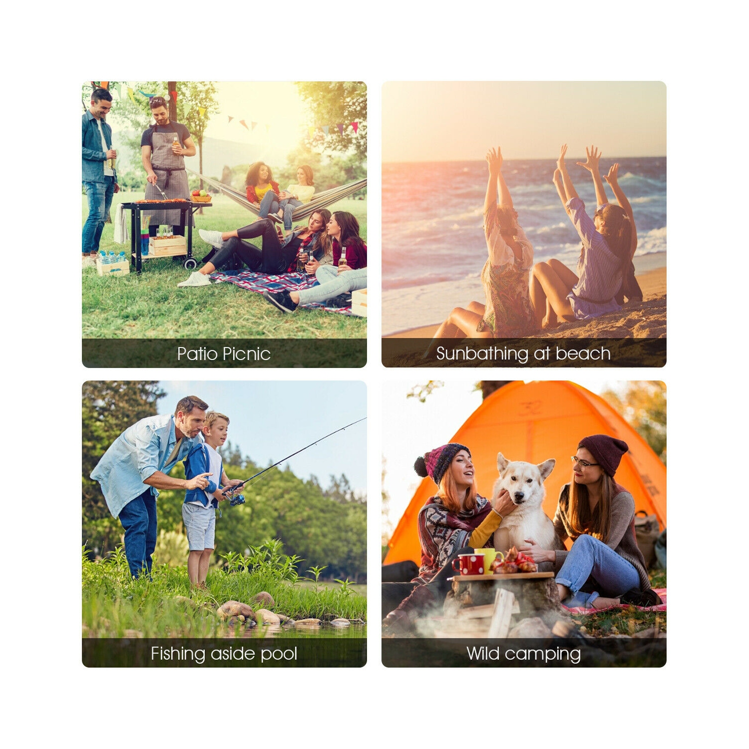 Lot de 2 chaises de camping pliables avec parasol