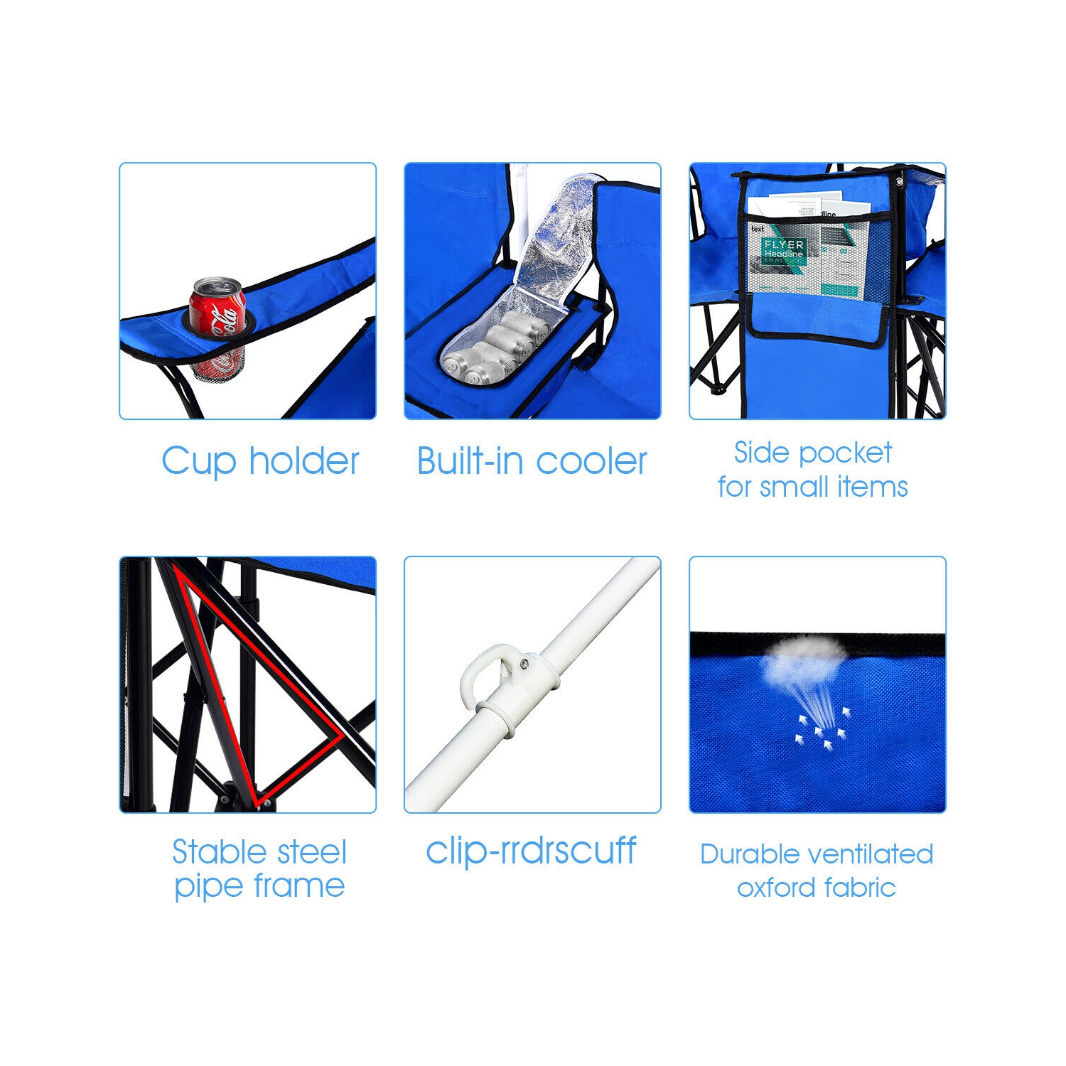 Lot de 2 chaises de camping pliables avec parasol