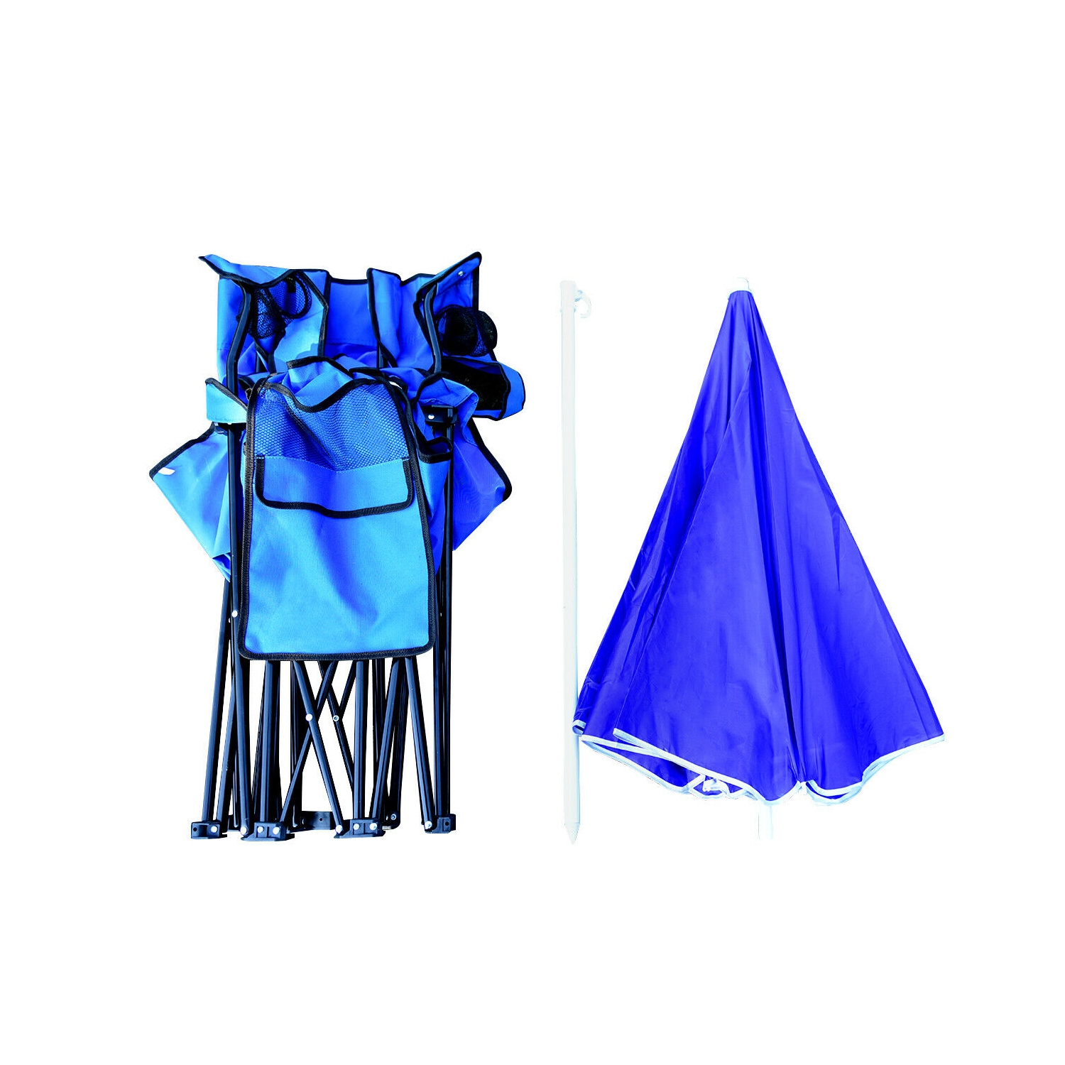 Lot de 2 chaises de camping pliables avec parasol