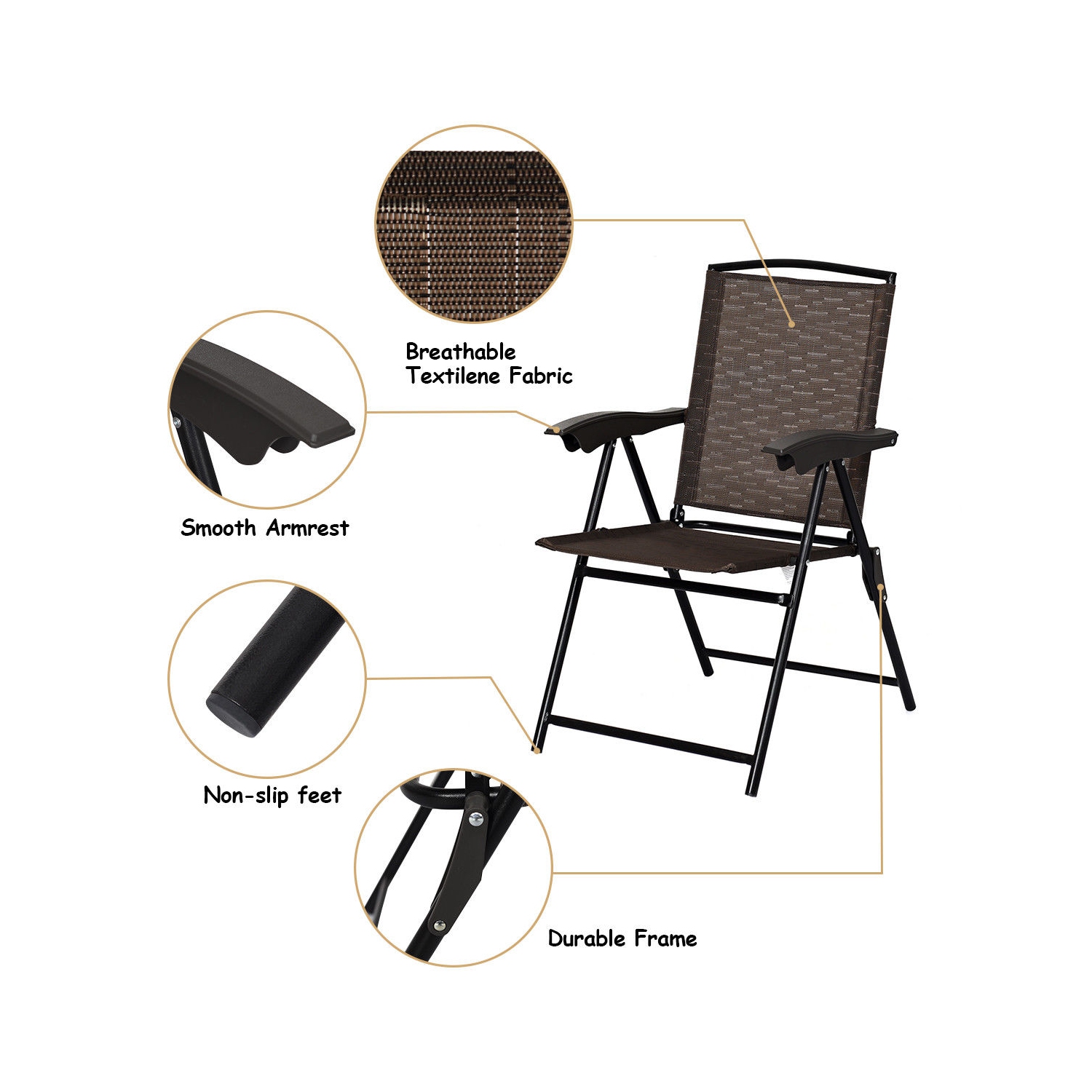 Chaise de camping pliable – Lot de 4