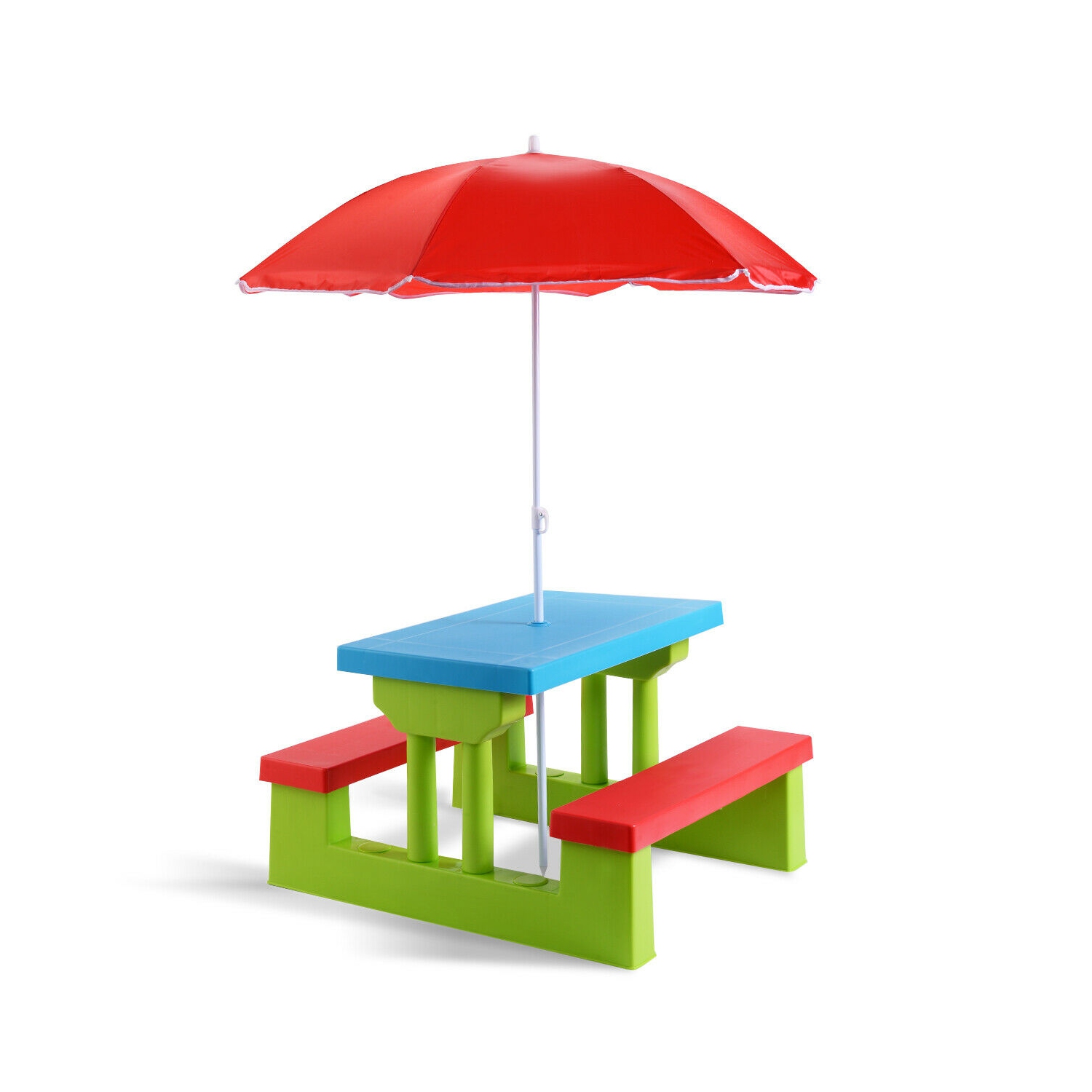 Table de pique-nique à 4 sièges pour enfants de Costway avec banc de jardin pour parasol extérieur