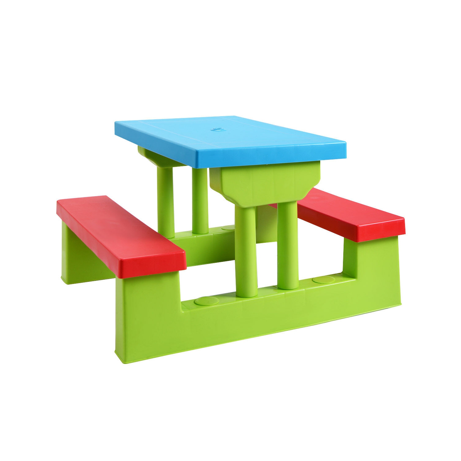 Table de pique-nique à 4 sièges pour enfants de Costway avec banc de jardin pour parasol extérieur