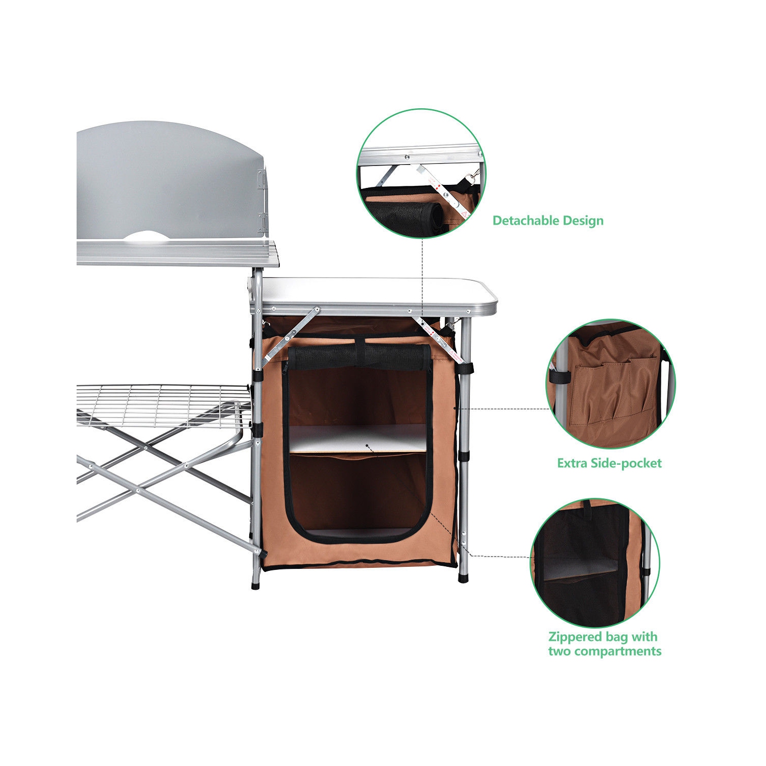 Filet de rangement pliable Portable, sac d'étagère, maille pour pique-nique  Camping en plein air barbecue cuisine étagère de Table pliante bureau en  plein air