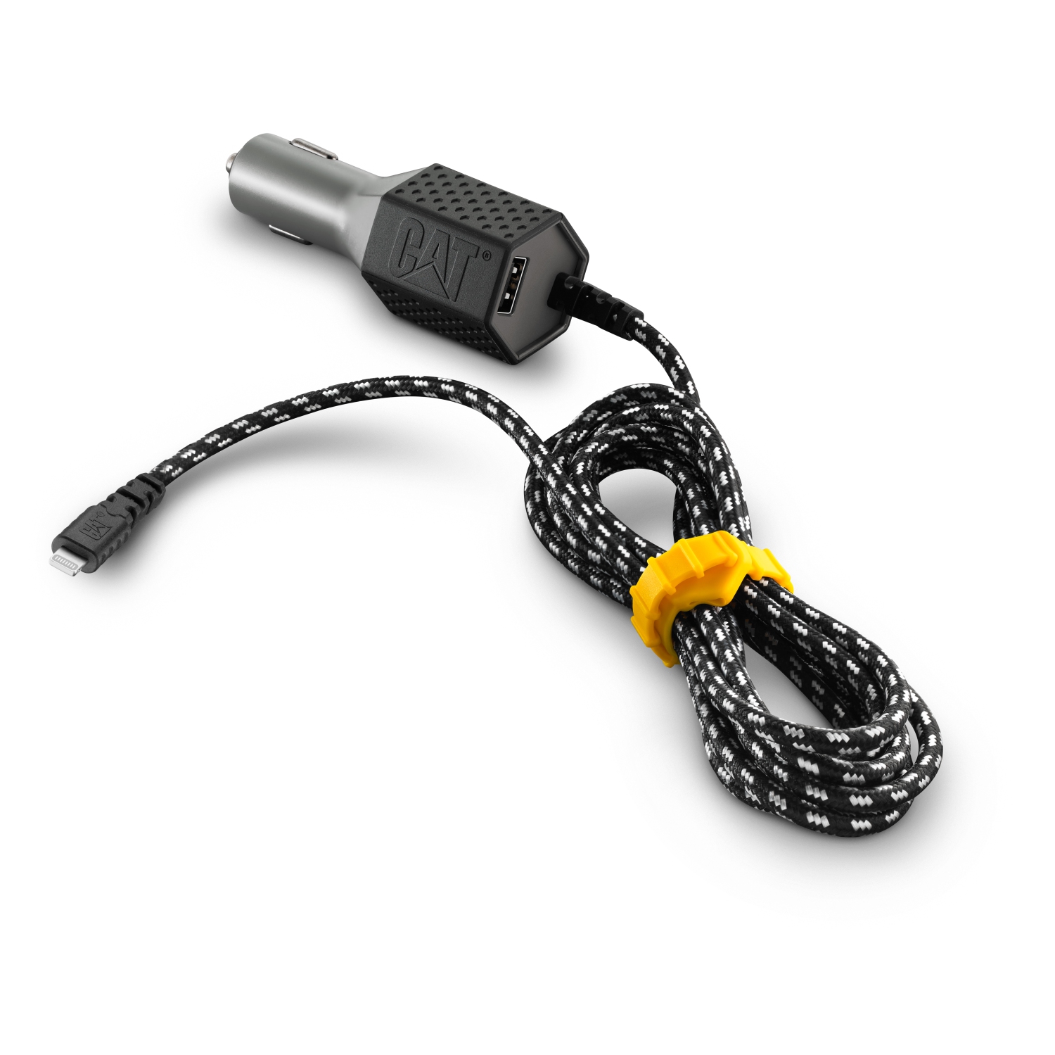 CAT Single USB Car Charger - with 6' Apple Lightning Cable