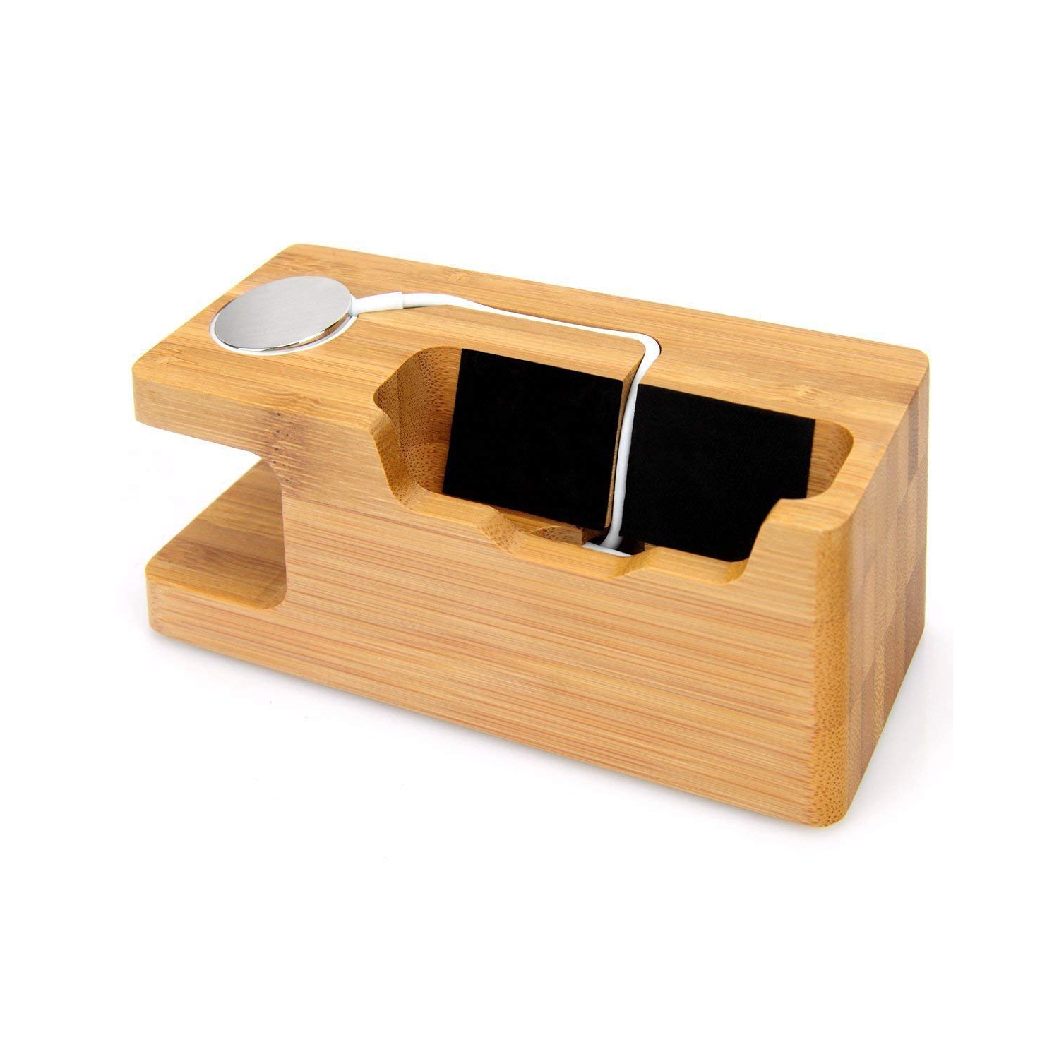 Station de recharge USB en bambou, concentrateur à 3 ports USB 3.0, pour iPhone 7/7plus/6s/6/plus/5s et Apple Watch de 38 mm/42 mm, Samsung et autres