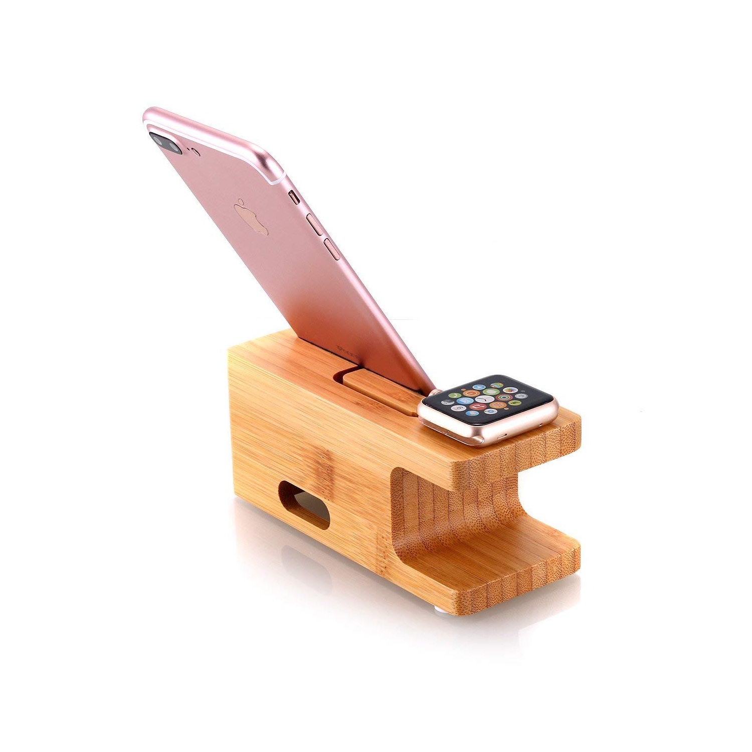 Station de chargement en bois de bambou station de chargement base pour Apple Watch et iPhone X/8 plus/8/7 plus 6 6 plus 5S 5