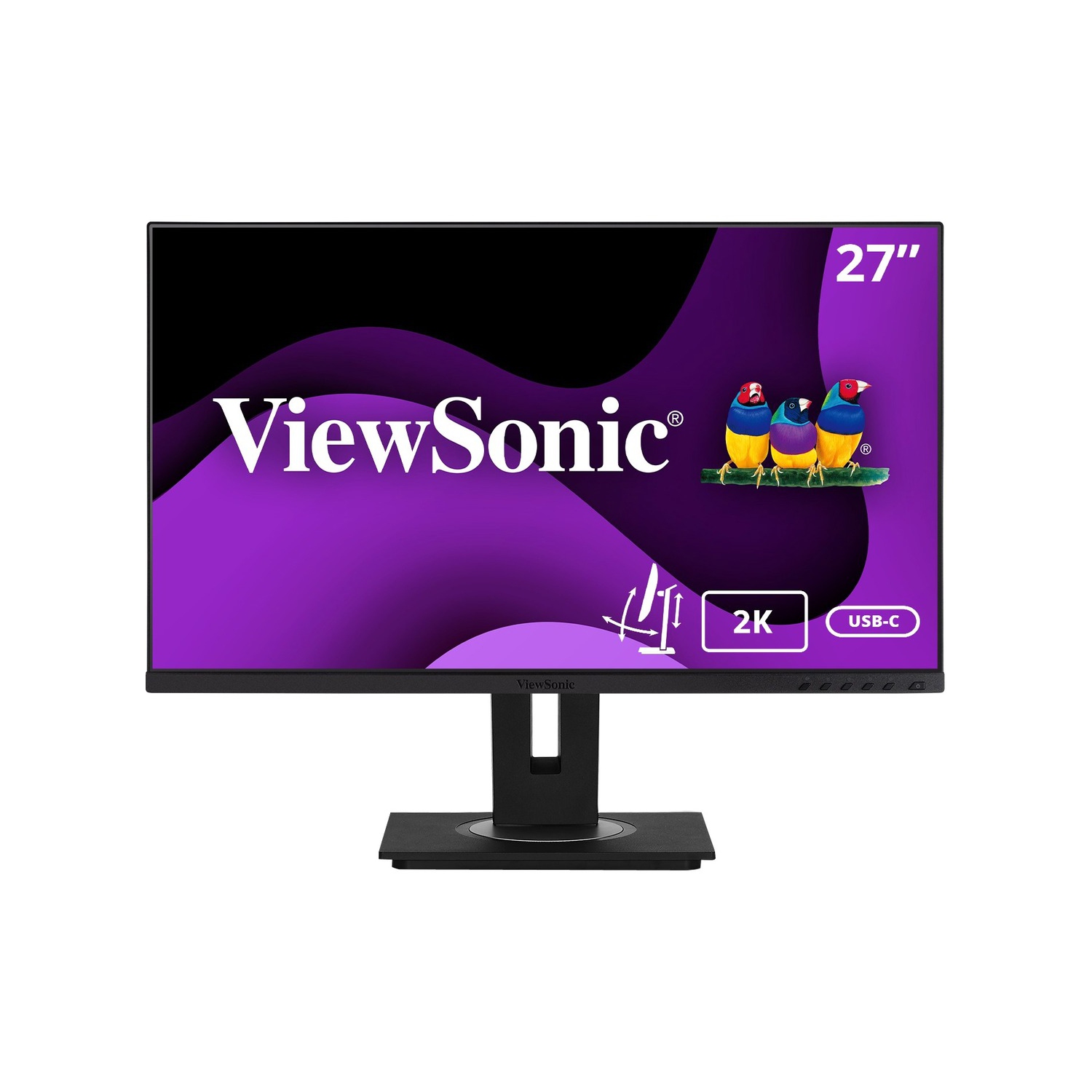 ViewSonic VG2755-2K 24" IPS 1440p Monitor with USB 3.1 Type C HDMI DisplayPort and 40 Degree Tilt Ergonomics