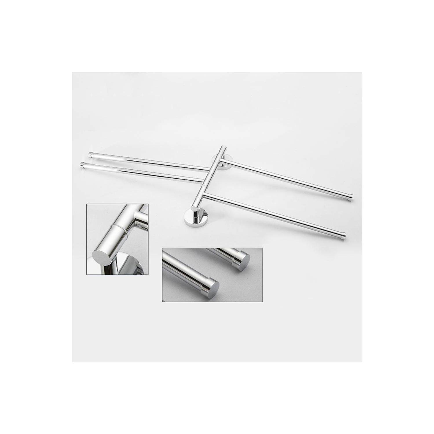 Porte-serviettes rotatif mural avec 4 bras pivotants en acier inoxydable - LIVINGbasics