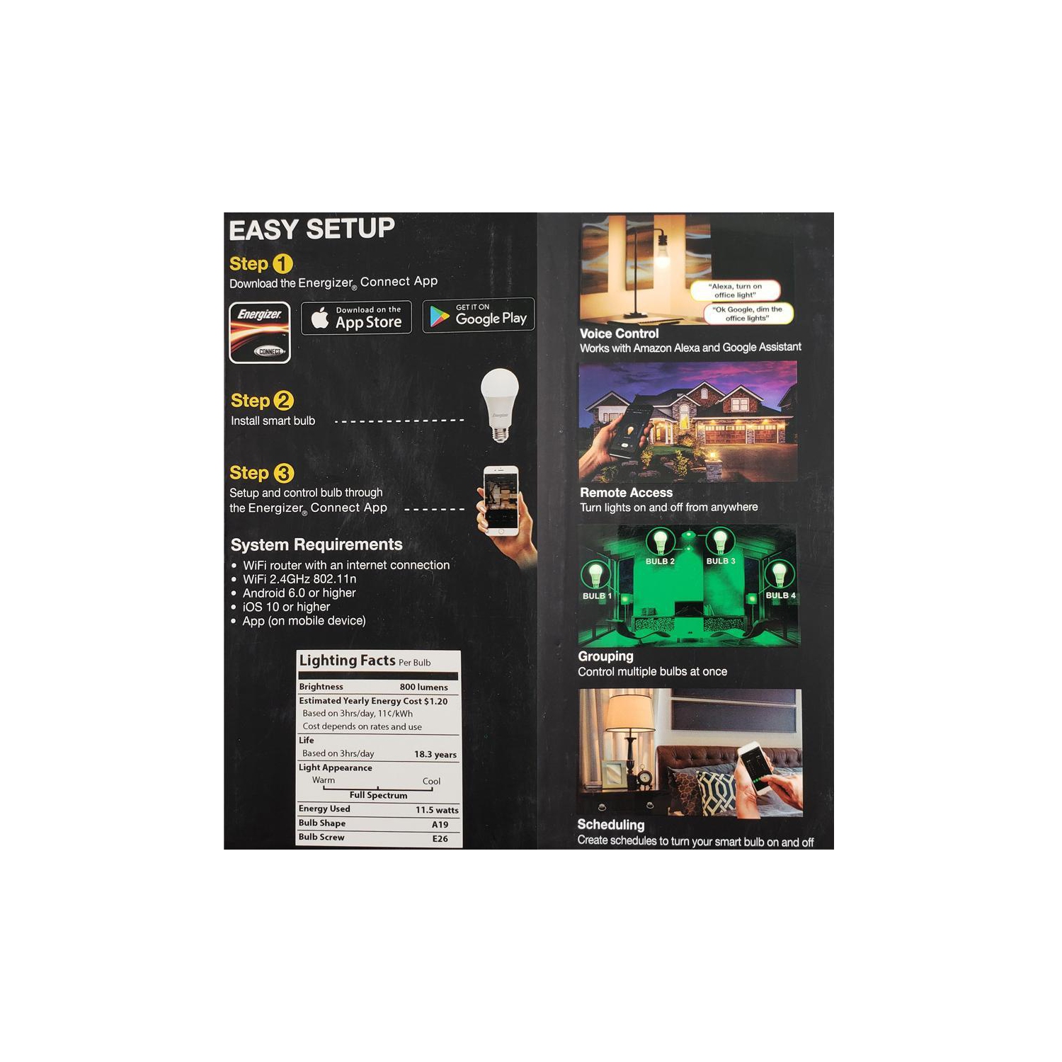 Energizer Connect EAC2-1002-RGB Smart LED Bulb White and Multi-Color