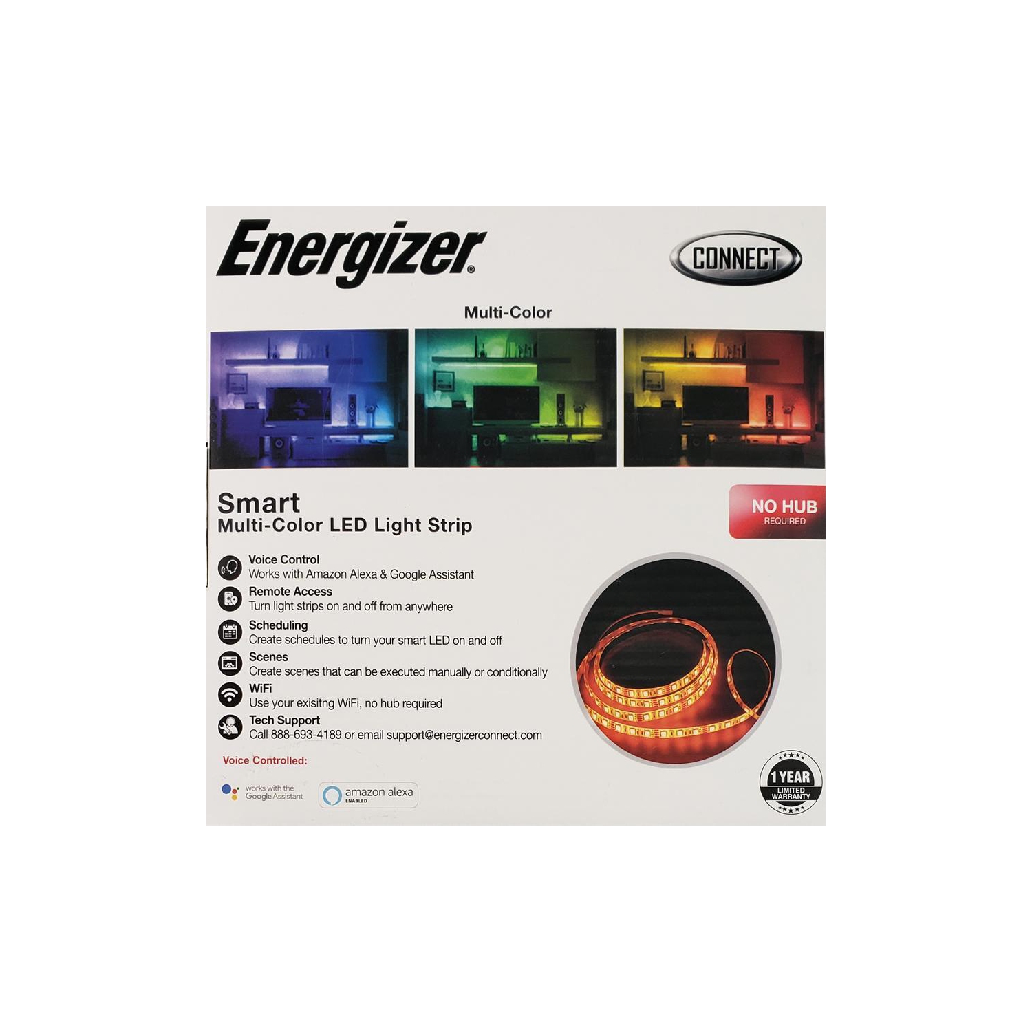 Energizer Connect EOS2-1001-WHT Smart Multi-Color LED Light Strip