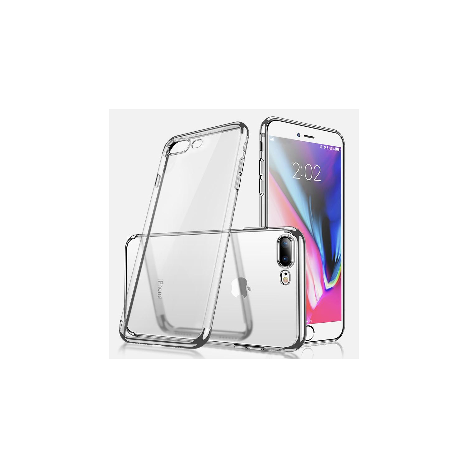 PANDACO Silver Trim Clear Case for iPhone 7 Plus or iPhone 8 Plus