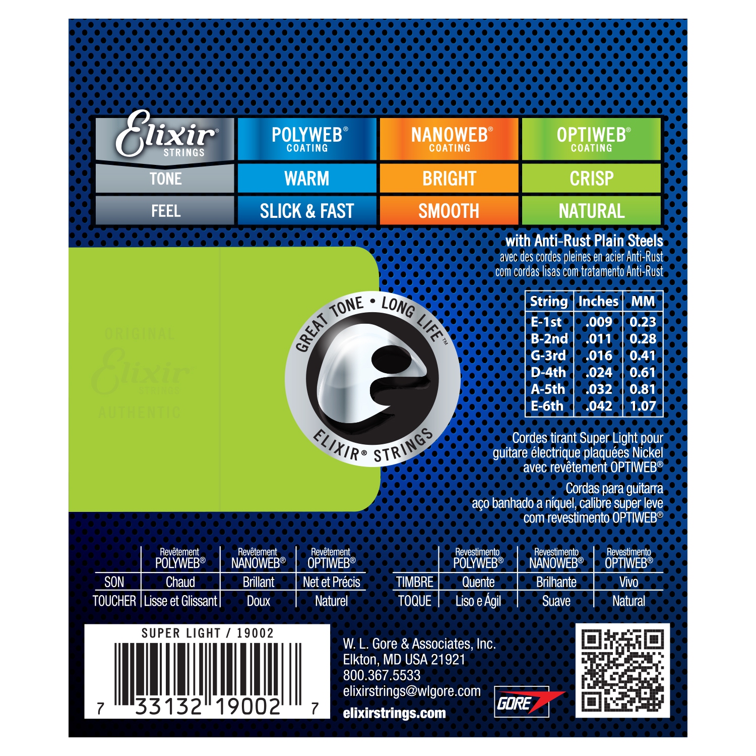 Elixir Electric Nickel Plated Steel Strings with OPTIWEB Coating - Super Light .009-.042