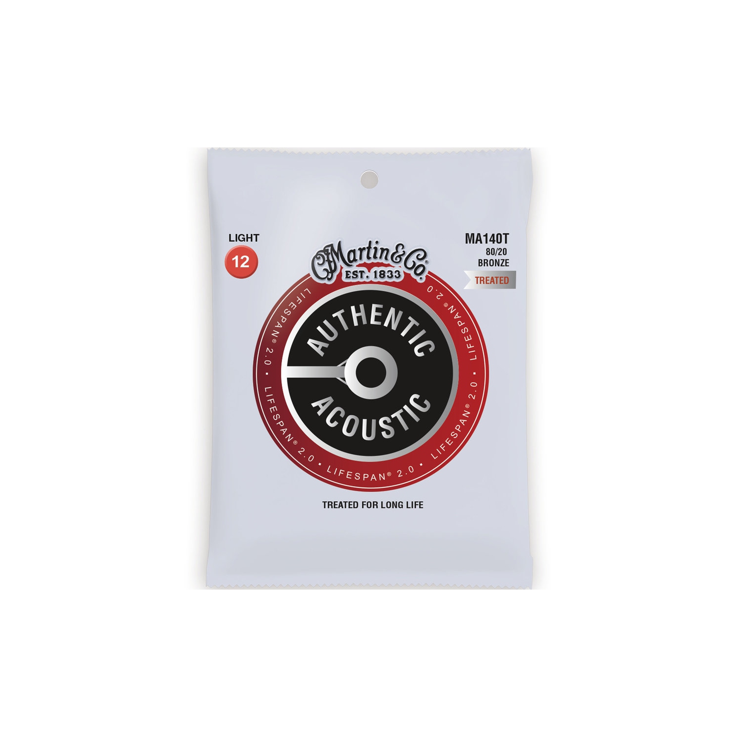 Martin Authentic Lifespan 2.0 Acoustic Guitar Strings - 80/20, Light