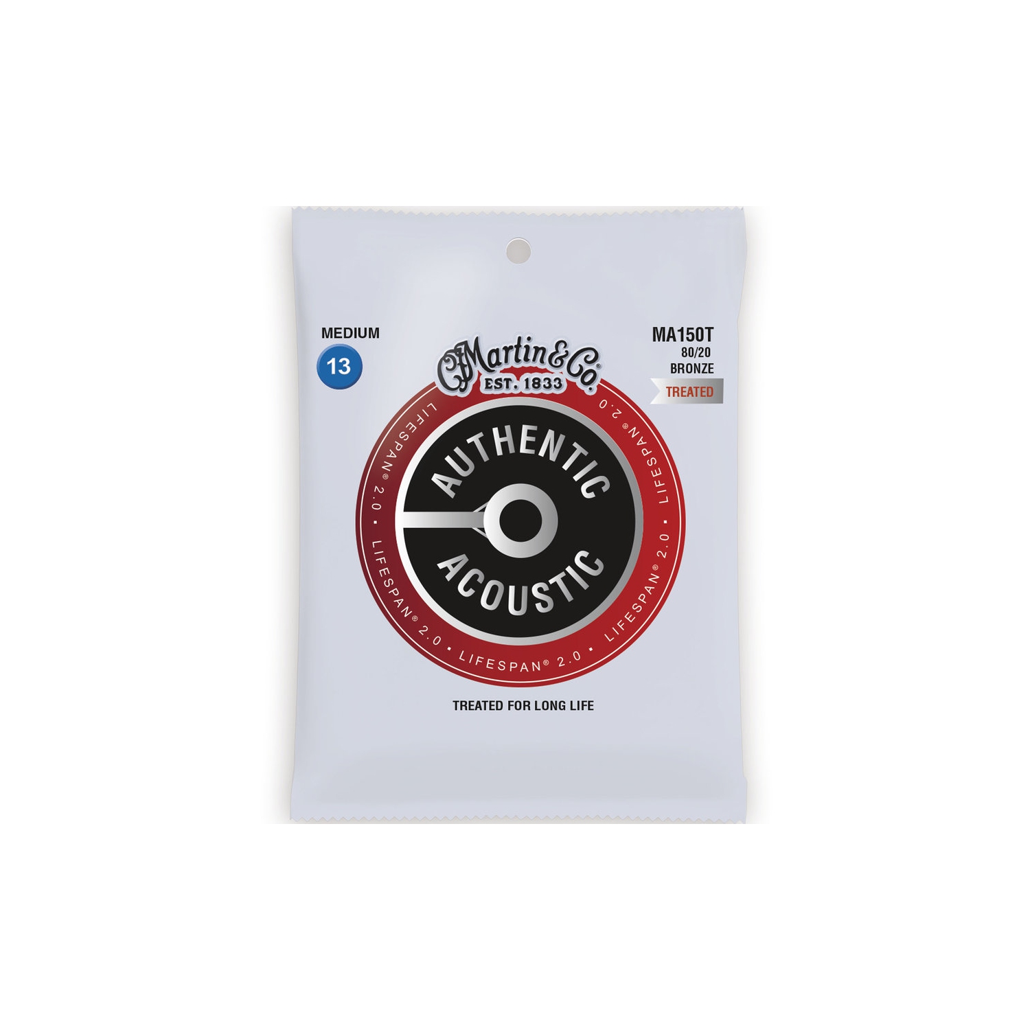 Martin Authentic Lifespan 2.0 Acoustic Guitar Strings - 80/20, Medium