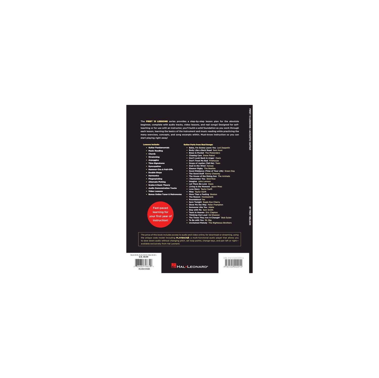 Les 15 premières leçons - Guitare acoustique: leçons étape par étape avec audio, vidéo et chansons populaires