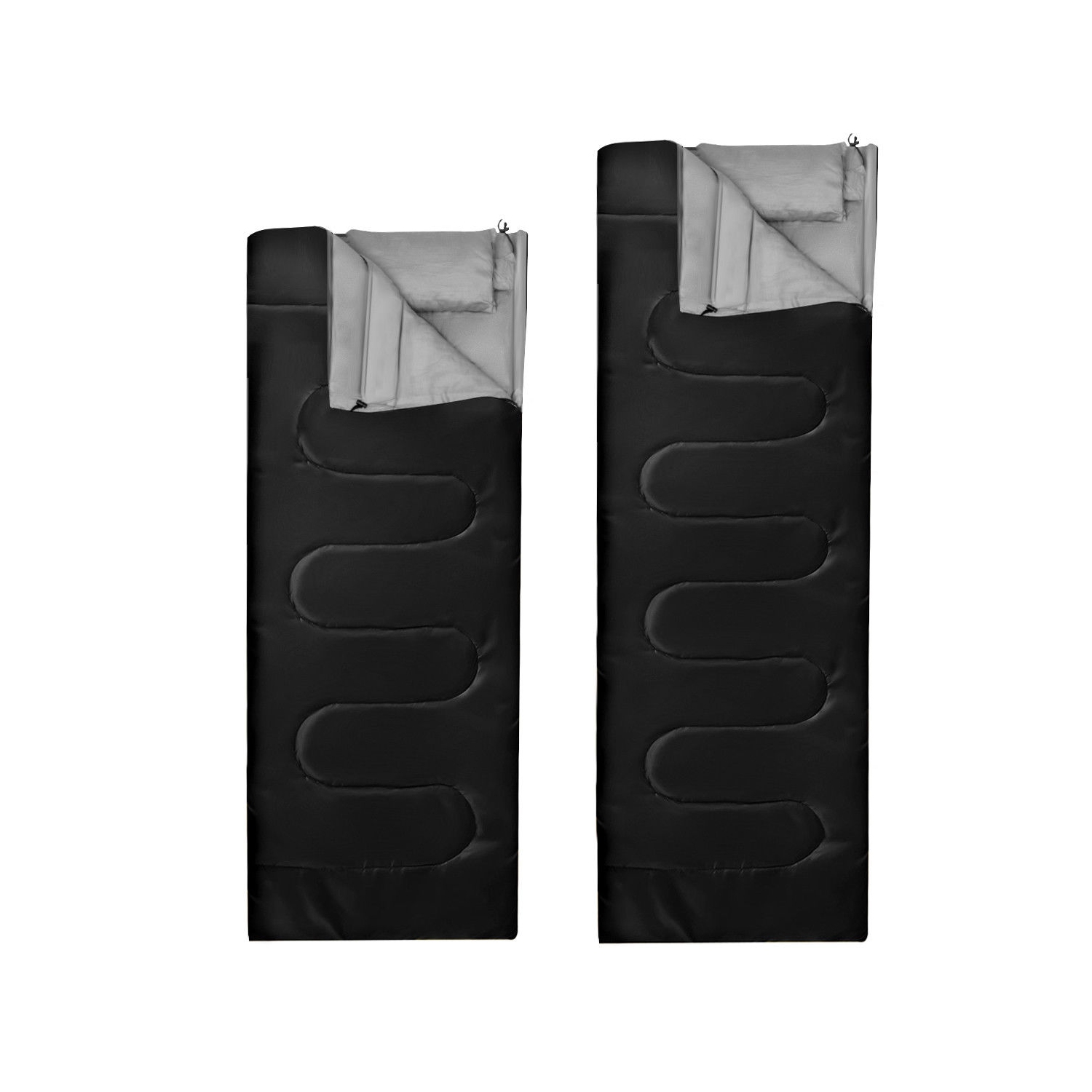 COSTWAY Sac de Couchage de 2 Personnes avec 2 Oreiller + Sac de Transport Résistant au Vent et Imperméable pour Camping Randonnée Pédestrex150cm