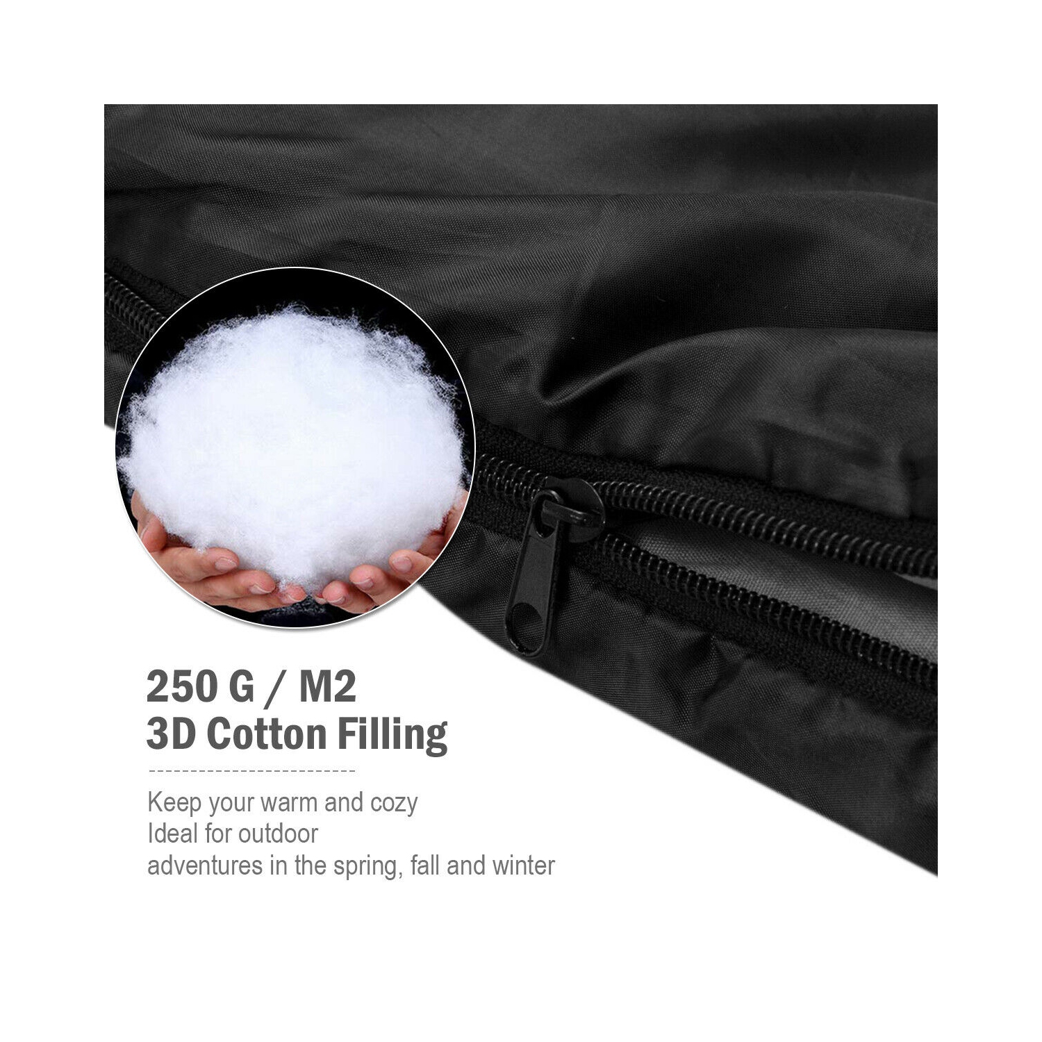 COSTWAY Sac de Couchage de 2 Personnes avec 2 Oreiller + Sac de Transport Résistant au Vent et Imperméable pour Camping Randonnée Pédestrex150cm