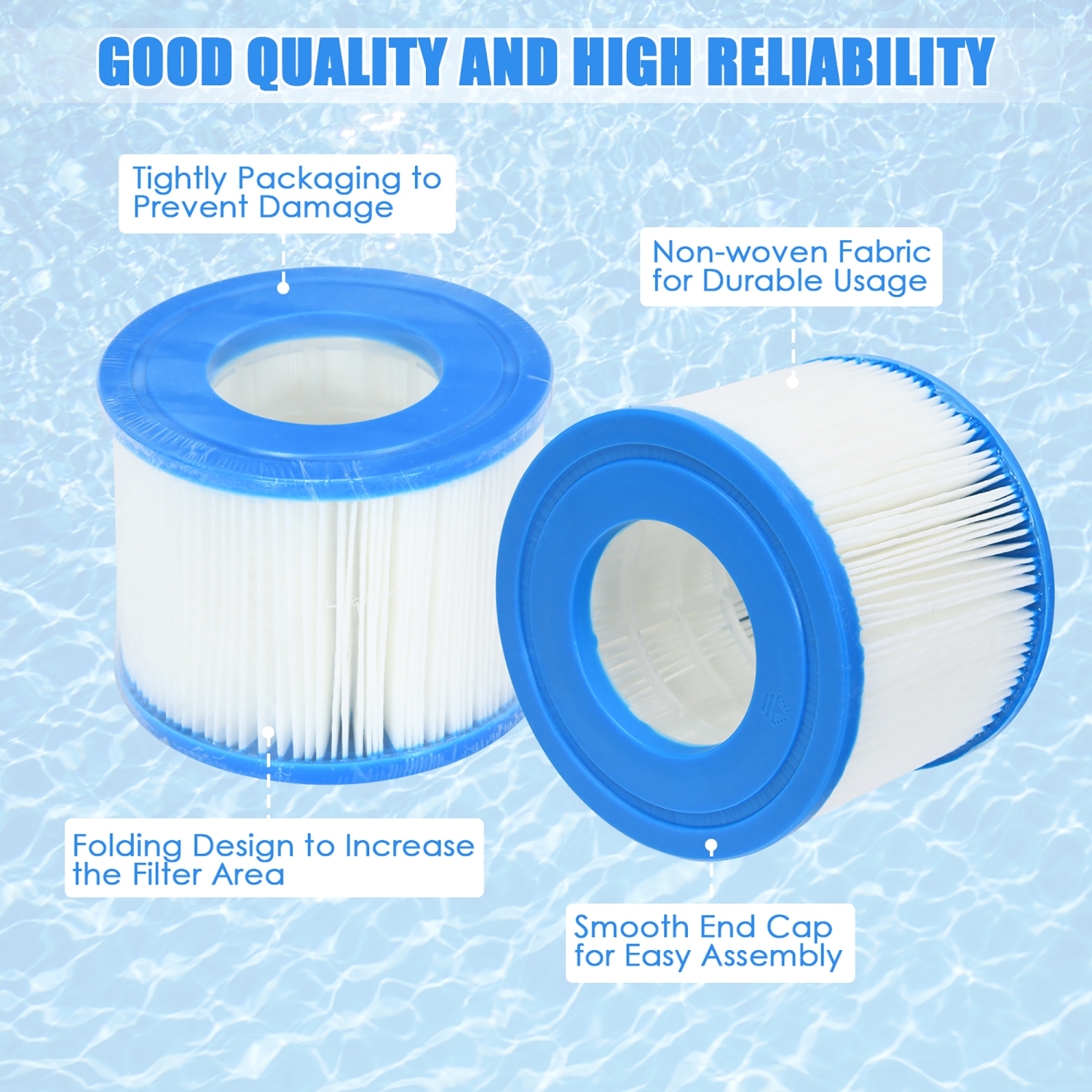 COSTWAY Cartouche de Filtre pour Piscine et Spa Accessoires Piscines 10 x 10 x 7, 6 cm Cœur du Système de Filtration