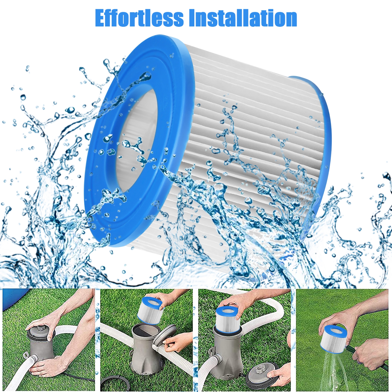 COSTWAY Cartouche de Filtre pour Piscine et Spa Accessoires Piscines 10 x 10 x 7, 6 cm Cœur du Système de Filtration