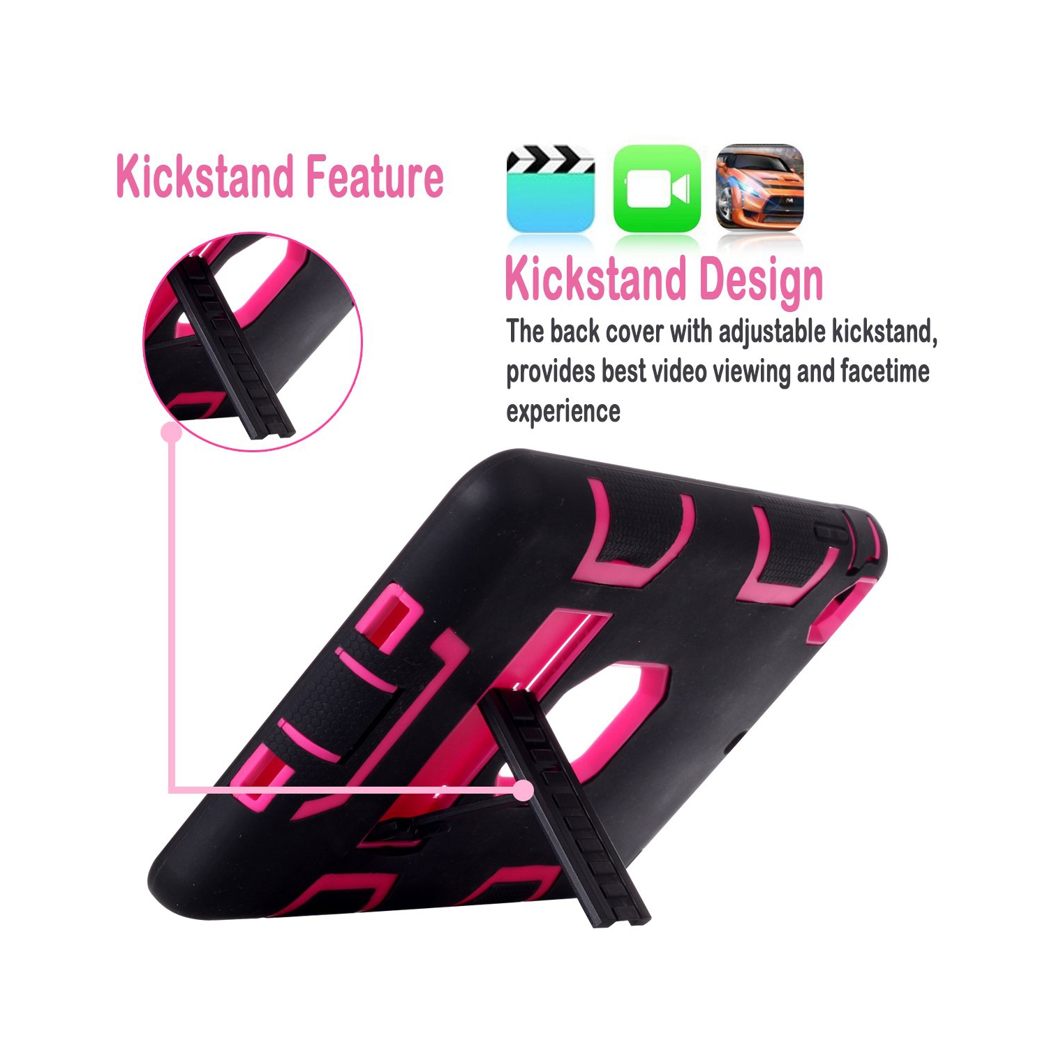 Étui rigide/béquille en silicone hybride robuste 3-en-1 pour iPad Mini 1 2 3 d’Apple