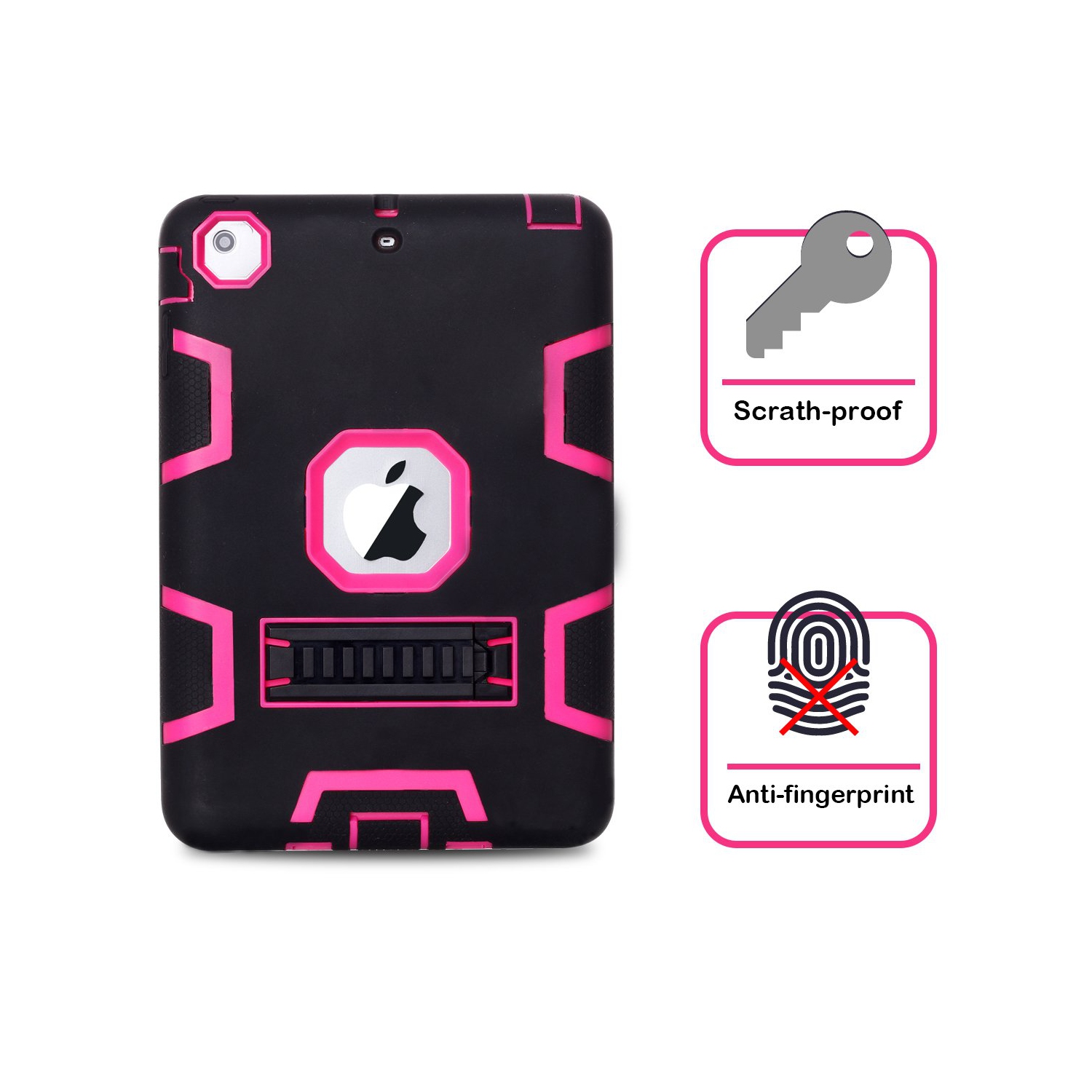 Étui rigide/béquille en silicone hybride robuste 3-en-1 pour iPad Mini 1 2 3 d’Apple